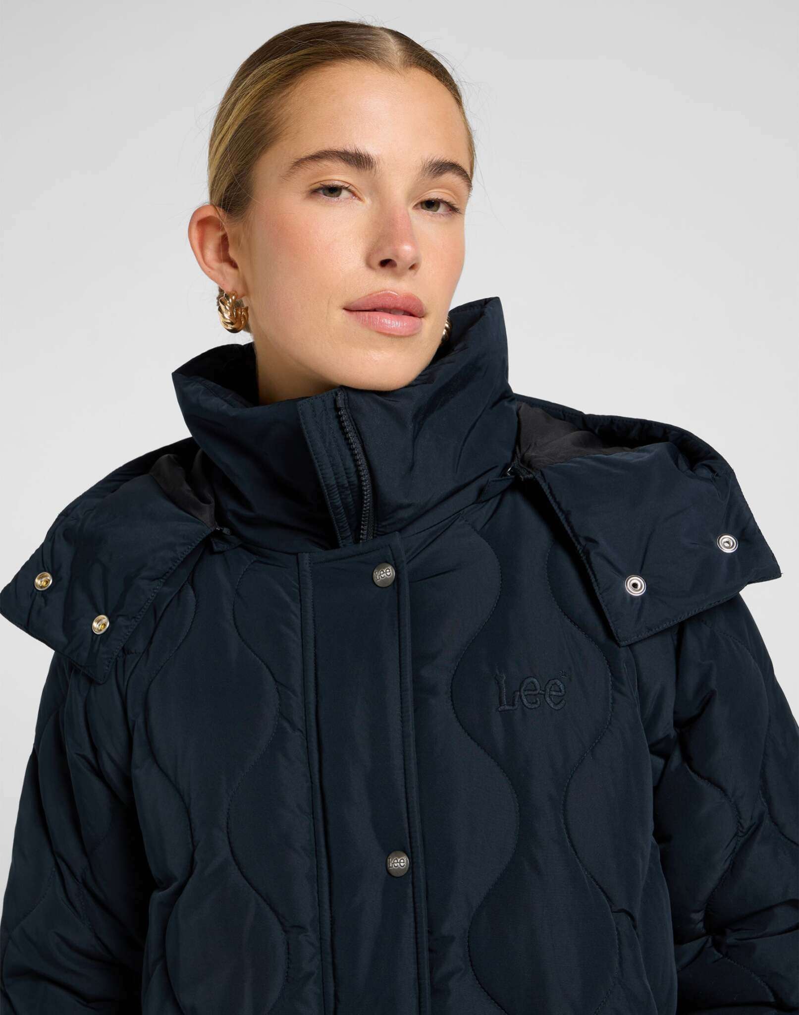 Long Puffer in Unionall Black Jacken Lee