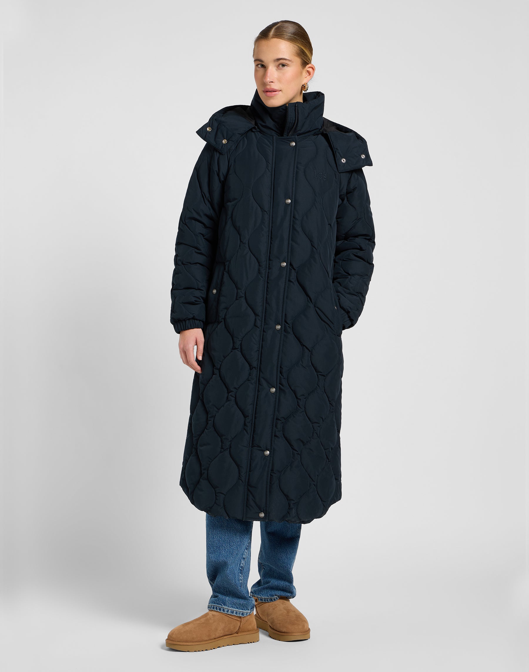 Long Puffer in Unionall Black Jacken Lee