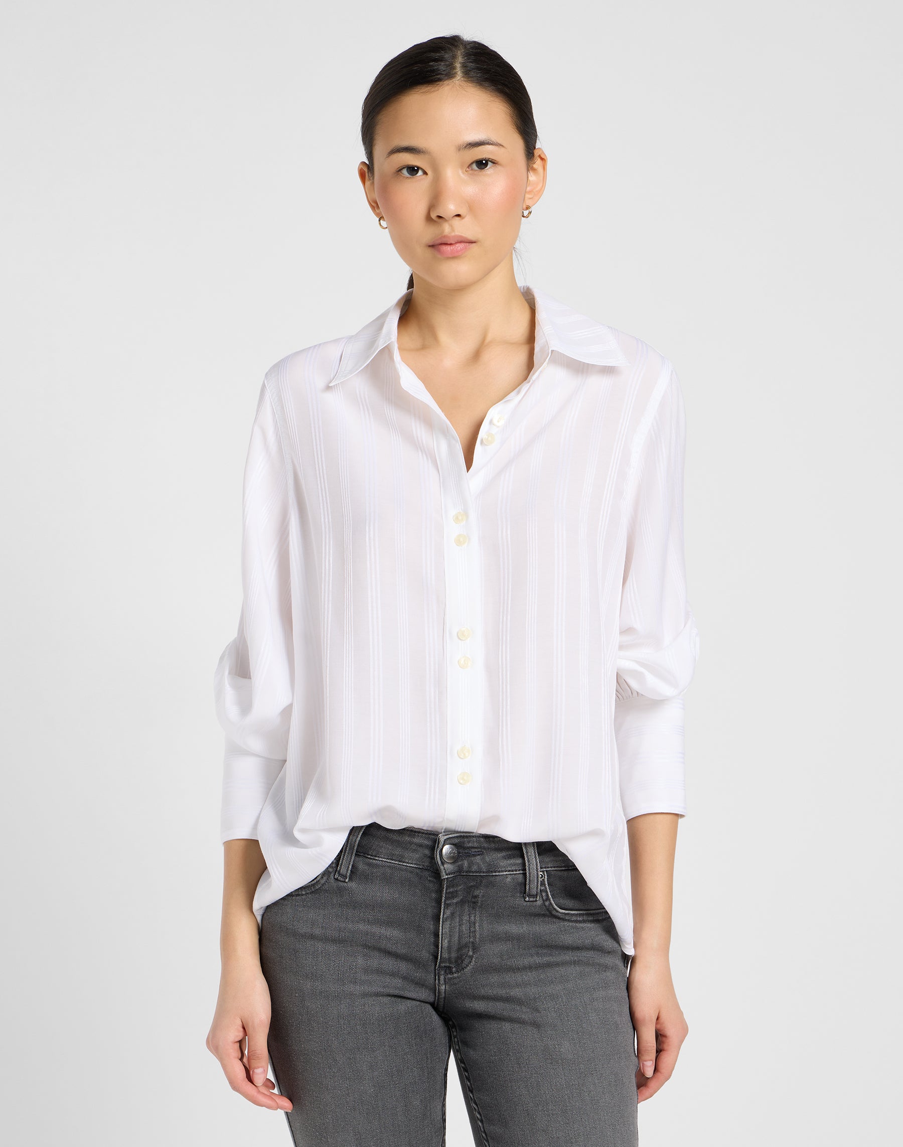 Balloon Sleeve Shirt in Bright White Hemden Lee