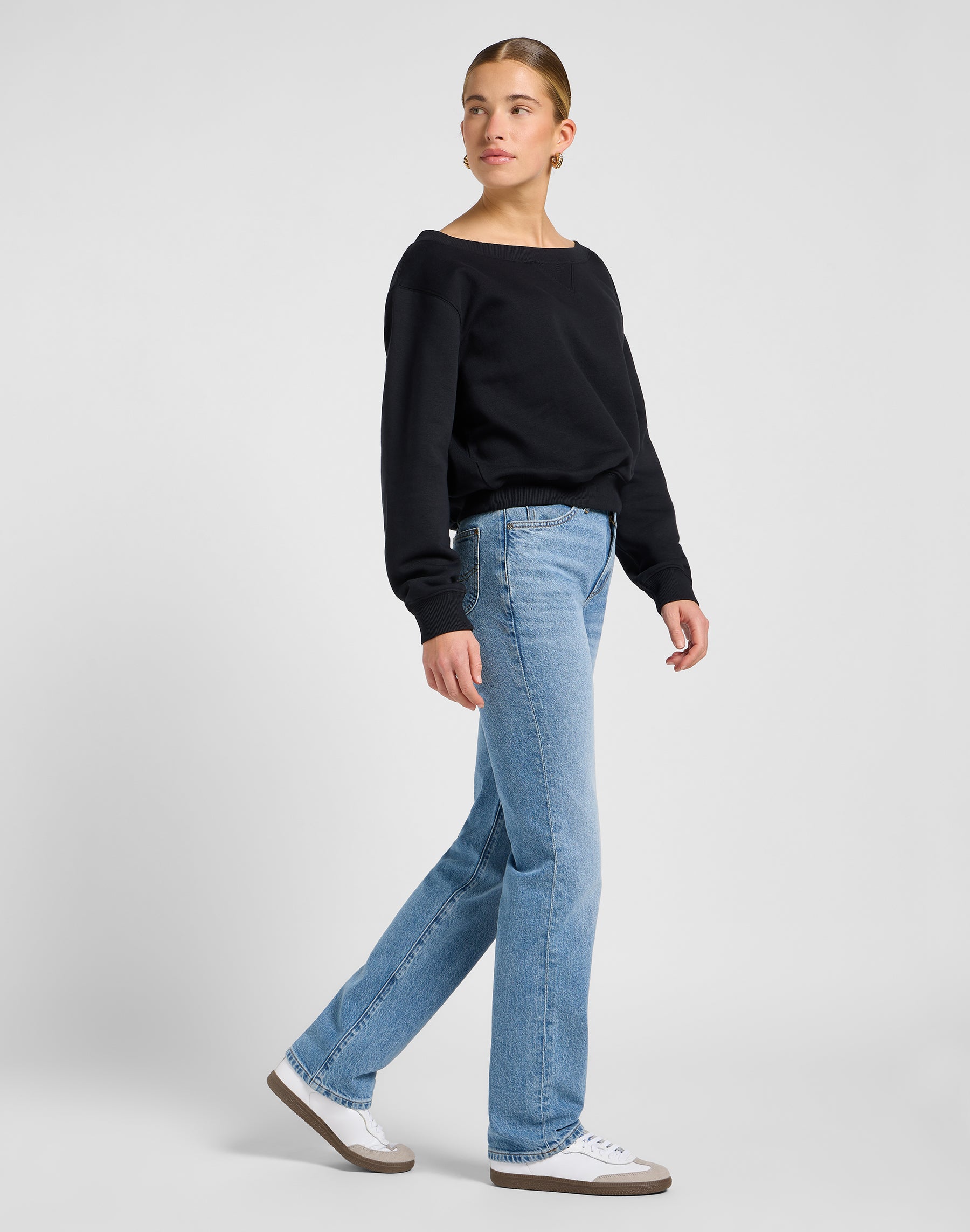 Off Shoulder Sws in Unionall Black Sweatshirts Lee