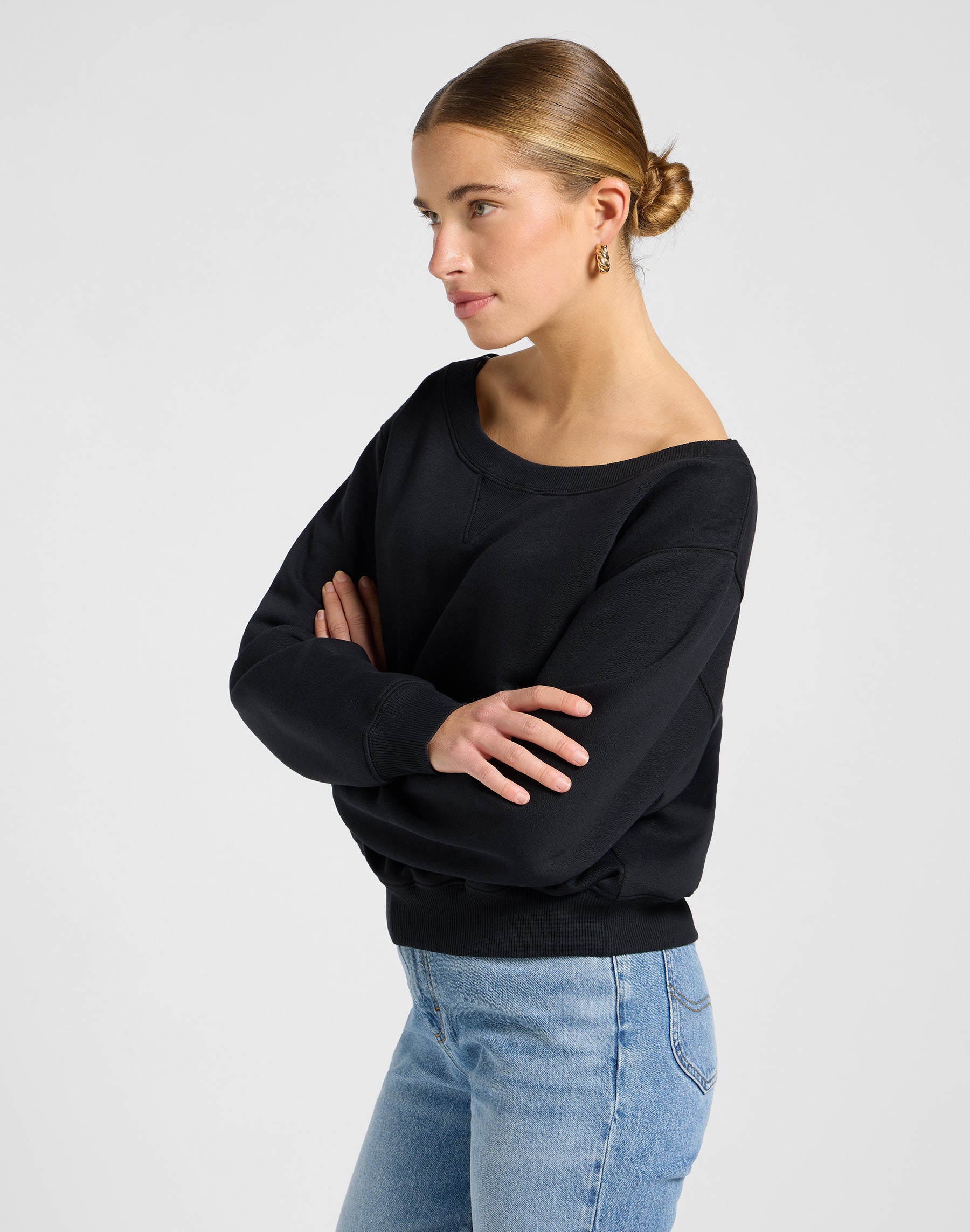 Off Shoulder Sws in Unionall Black Sweatshirts Lee