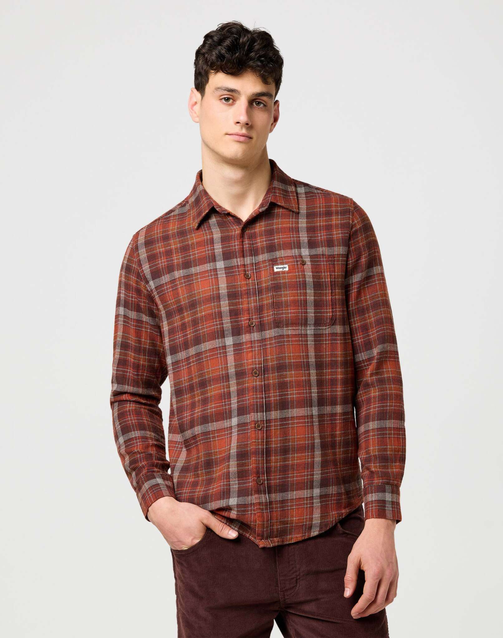 1 Pkt Flannel Shirt in Fired Brick Hemden Wrangler
