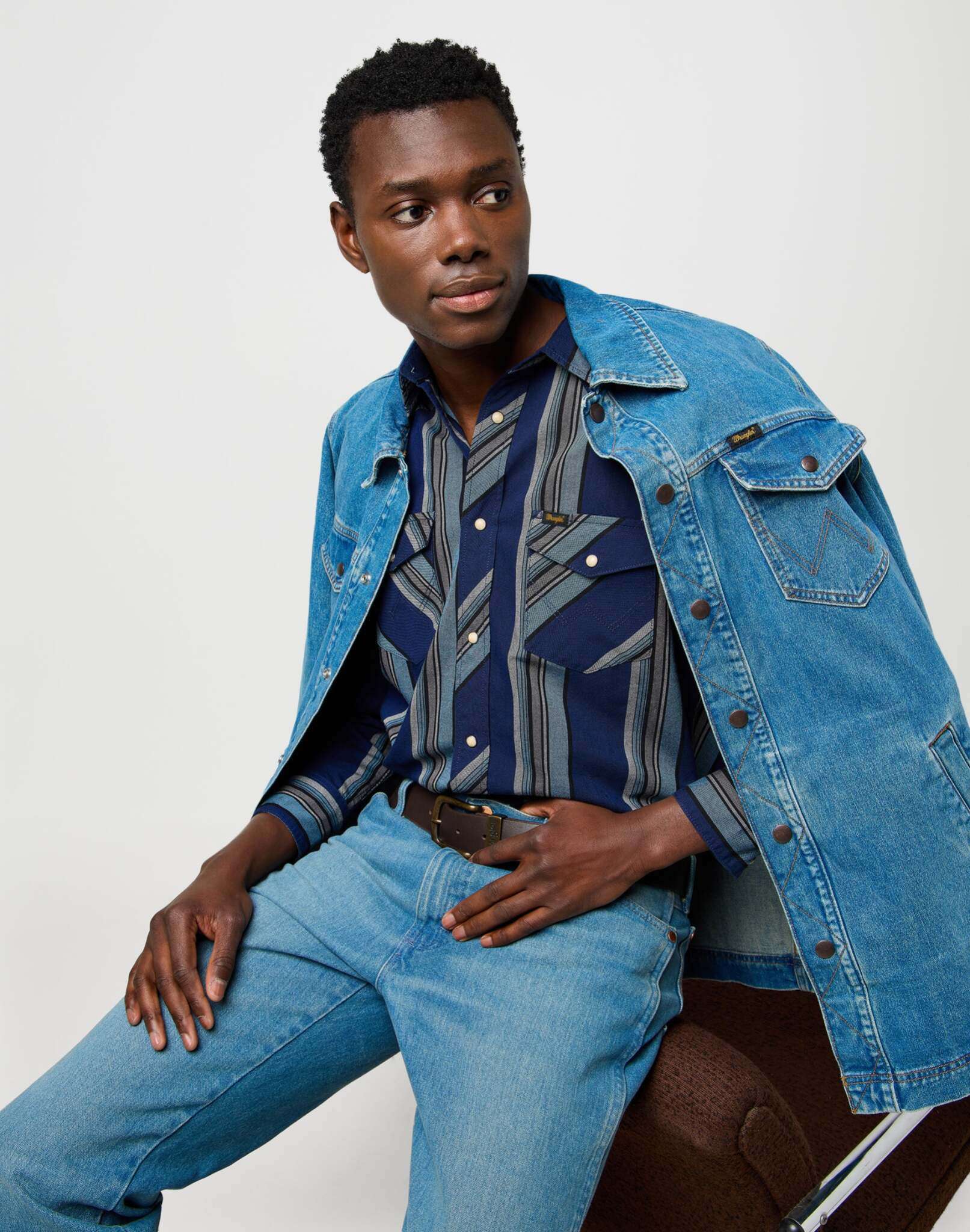 Western Indigo Shirt in Vintage Blue Hemden Wrangler