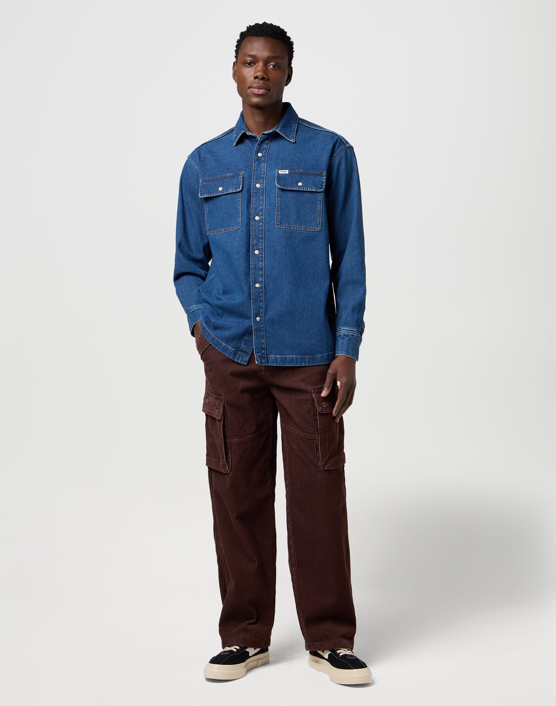 Overshirt in Retro Blue Hemden Wrangler