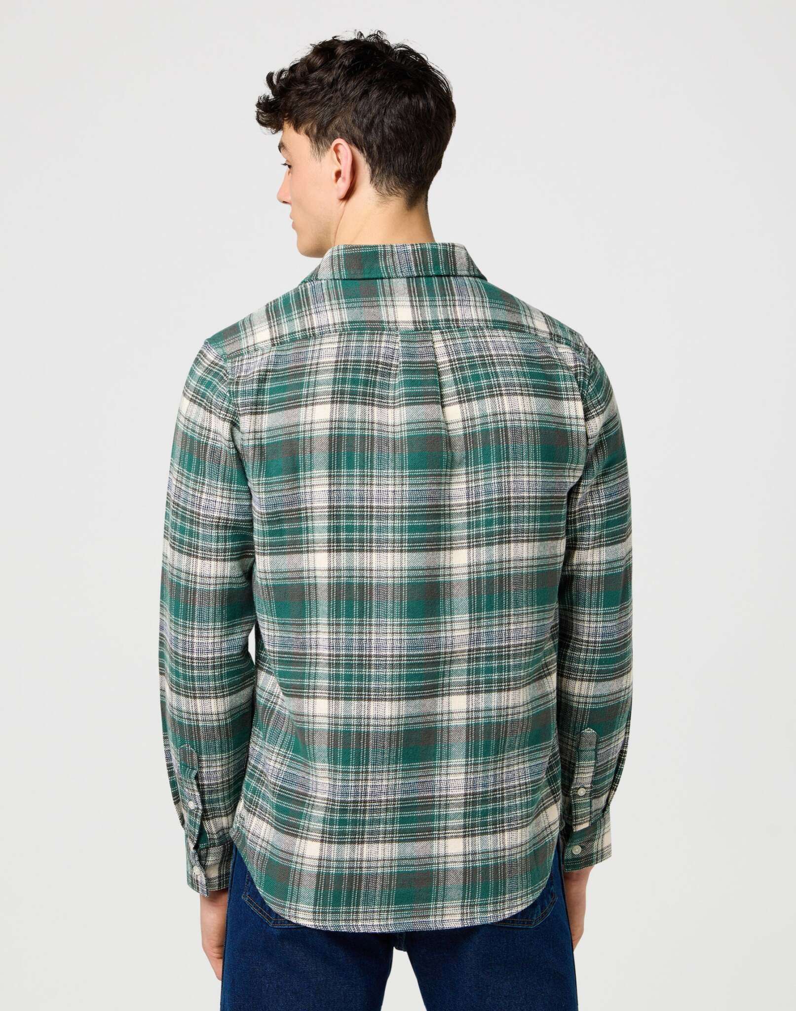 Brushed 1 Pkt Shirt in Green Birch Hemden Wrangler