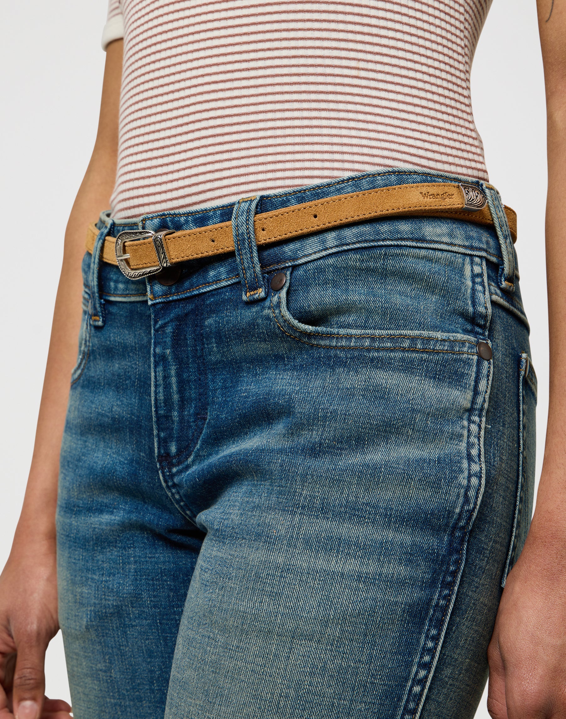 Thin Western Belt in Camel Gürtel Wrangler