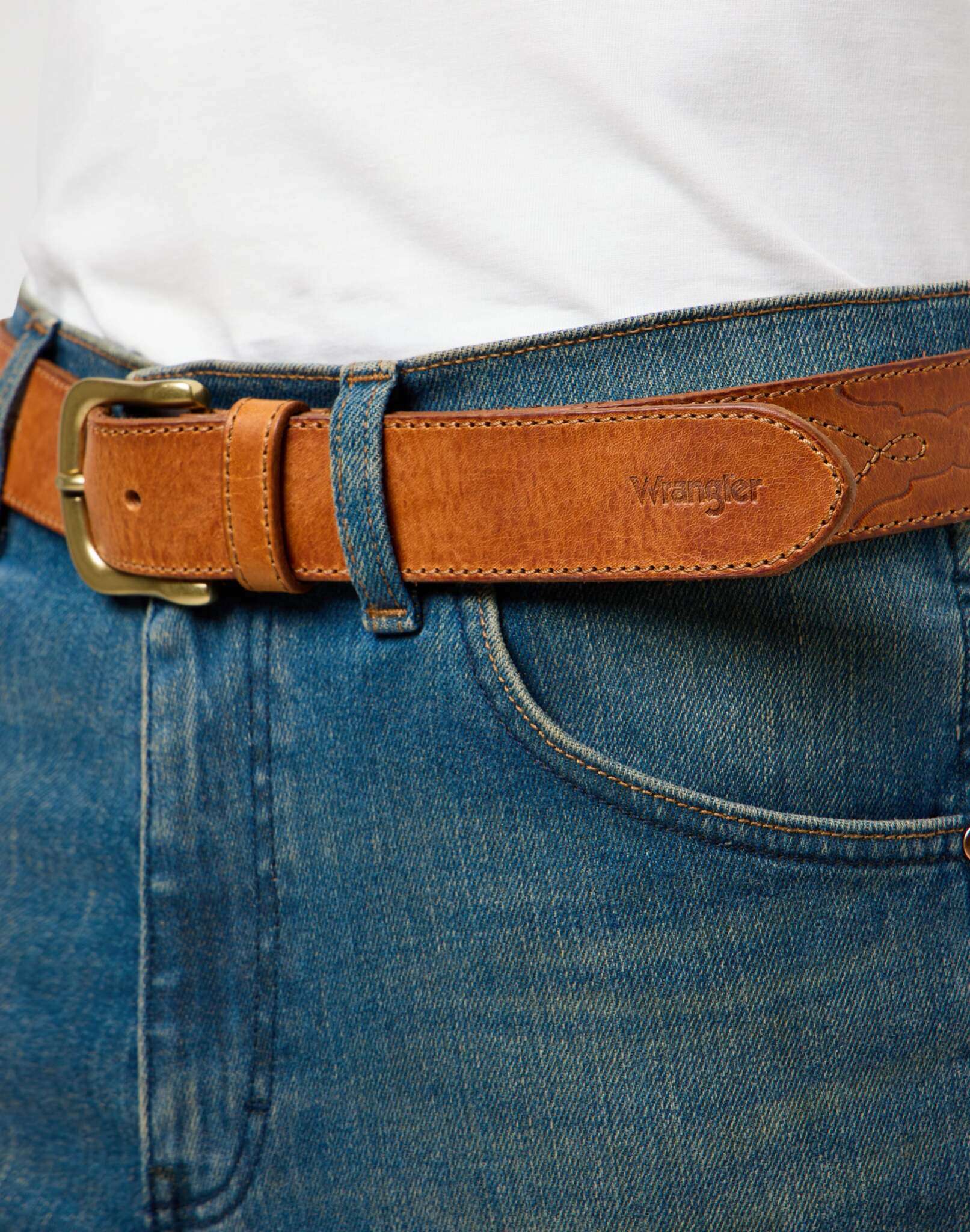 Western Stitch Belt in Cognac Gürtel Wrangler