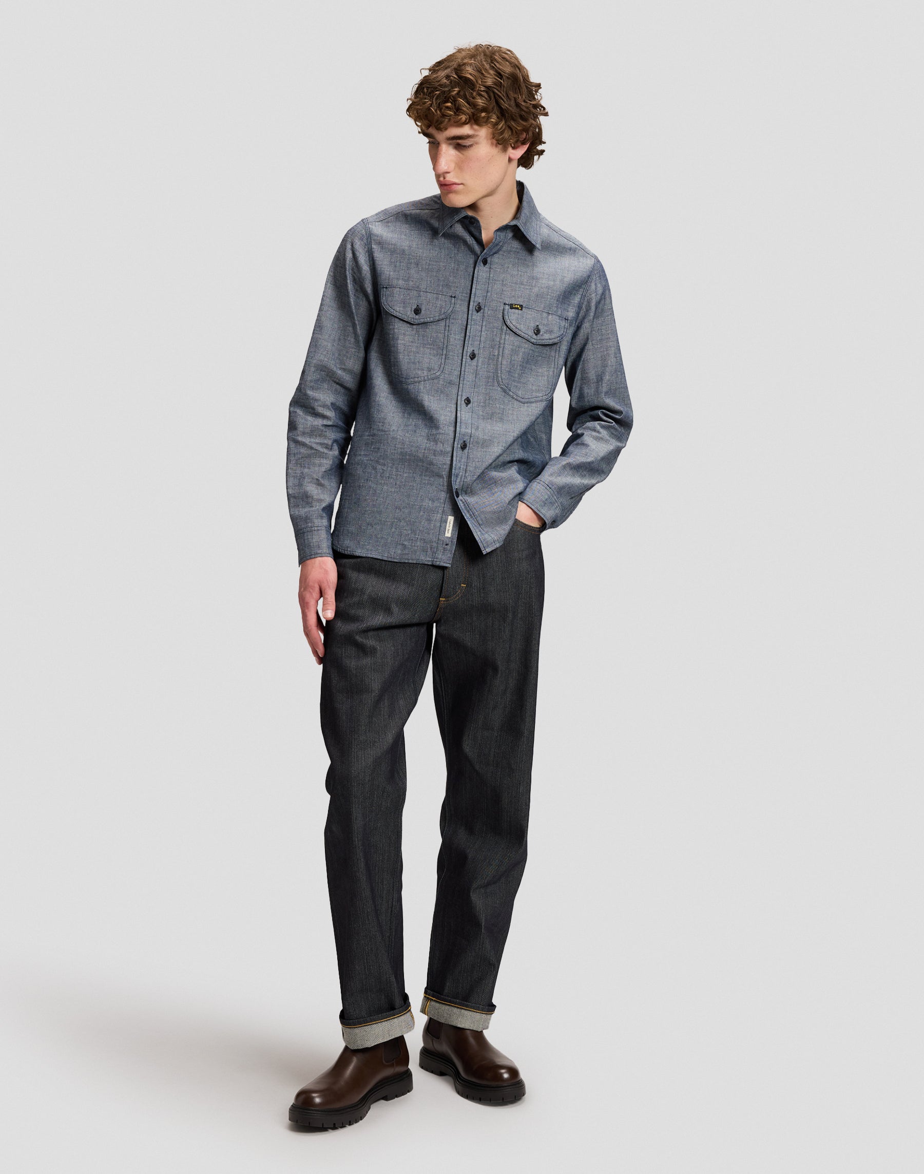 Jeanshemd 101 Heritage Workwear in Dry Blue Hemden Lee