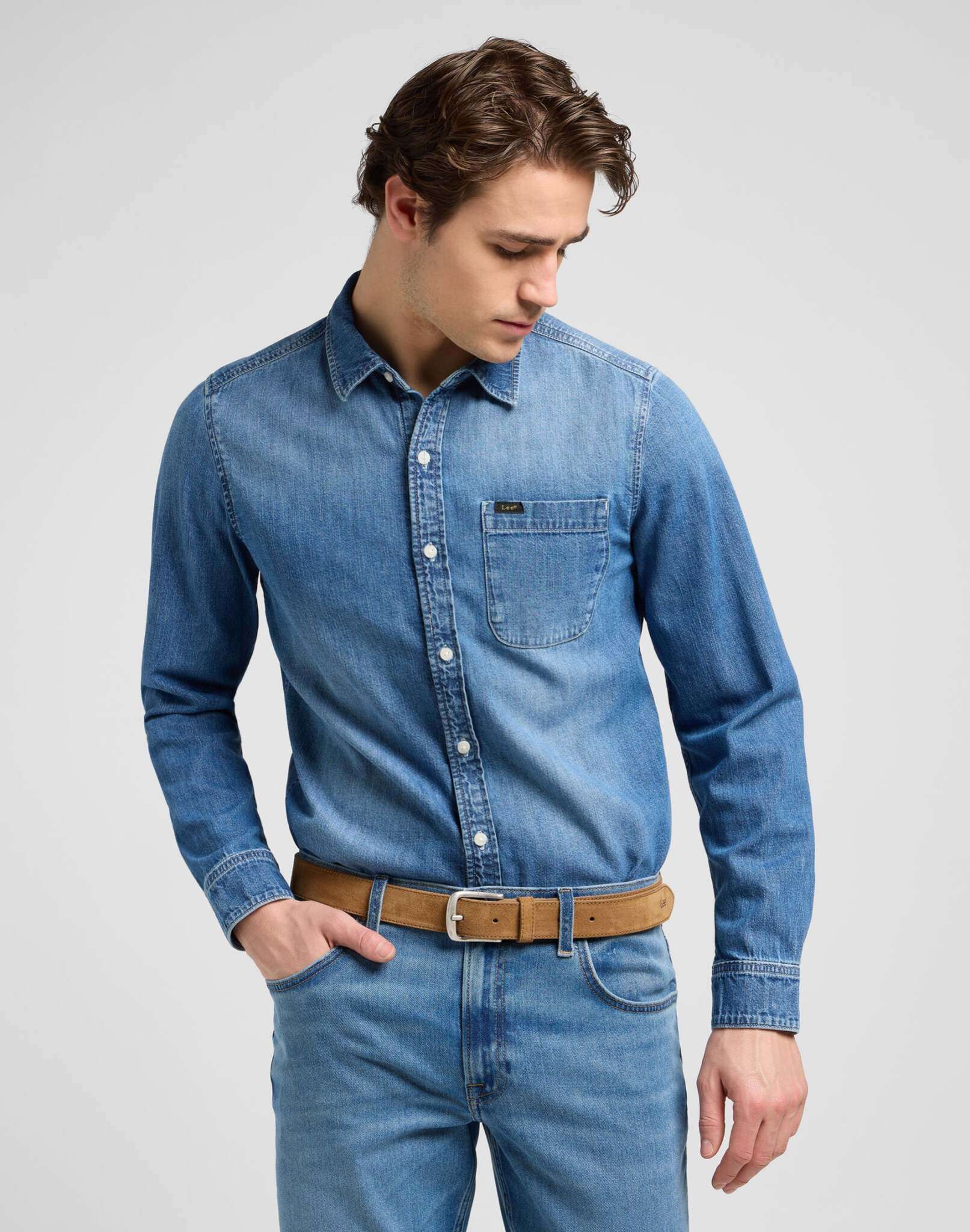 Suede Belt in Khaki Gürtel Lee