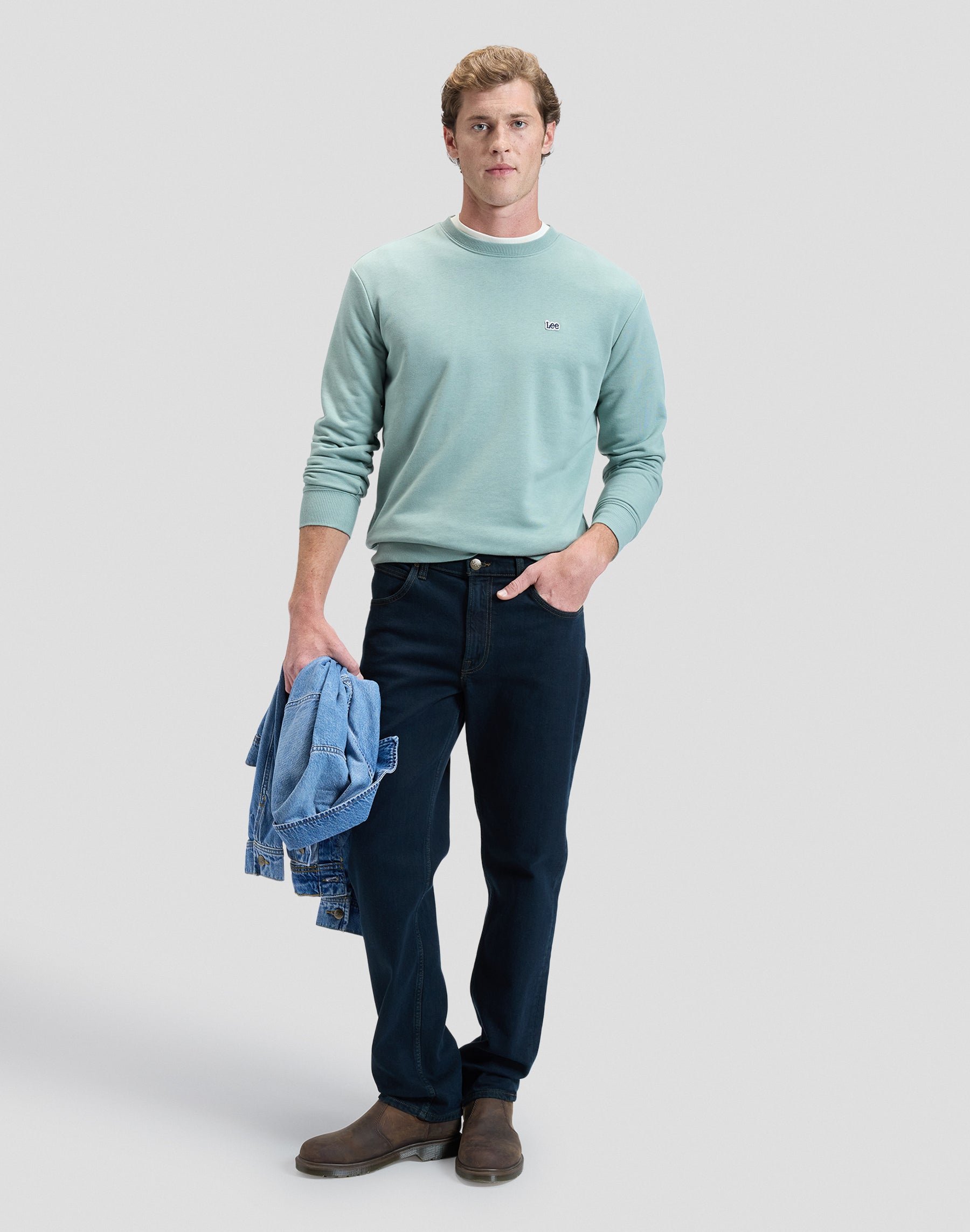 Patch Crew Sweatshirt in Desert Sage Sweatshirts Lee