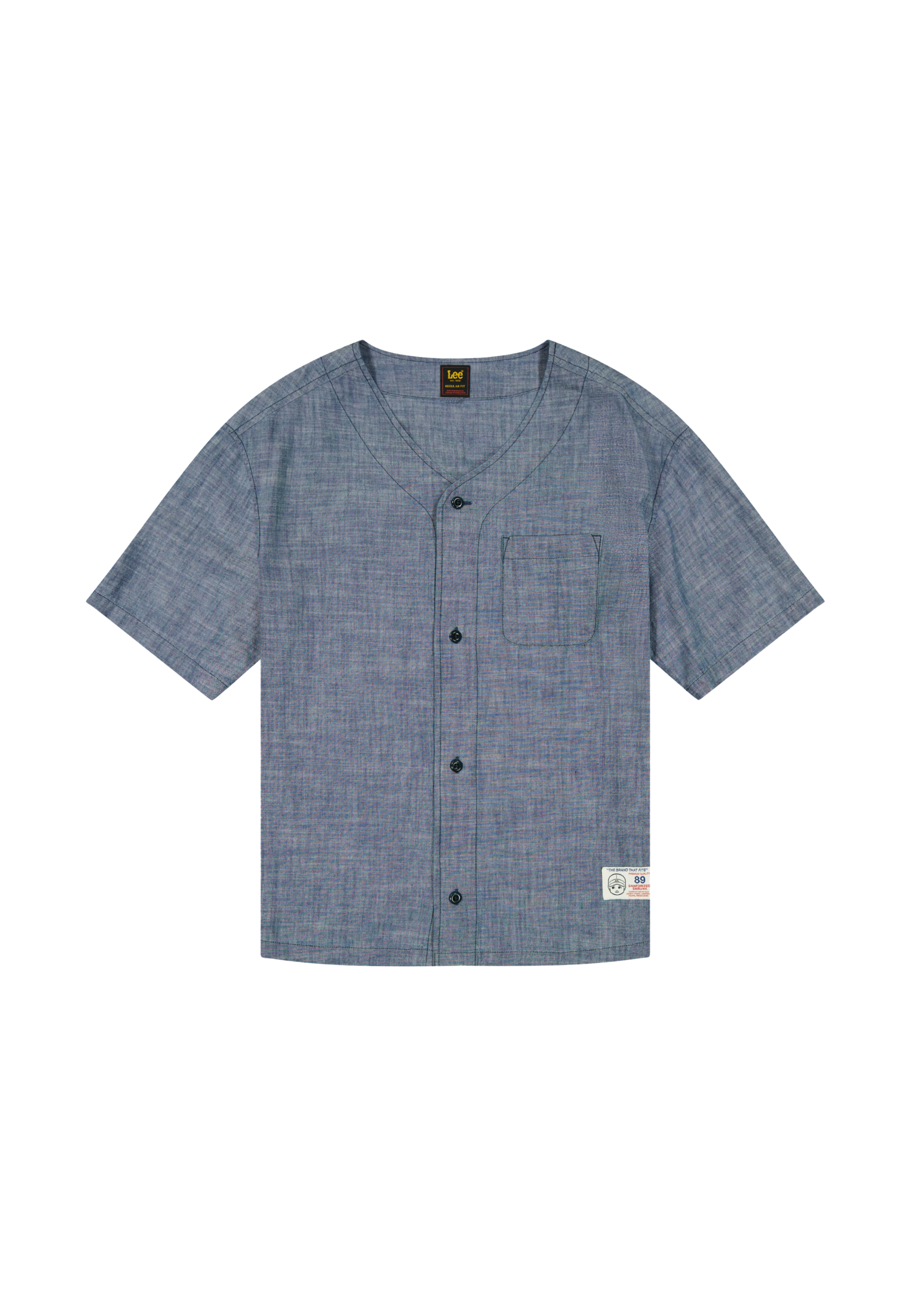 Baseball Tee With Pocket in Light Wash Chambray Hemden Lee