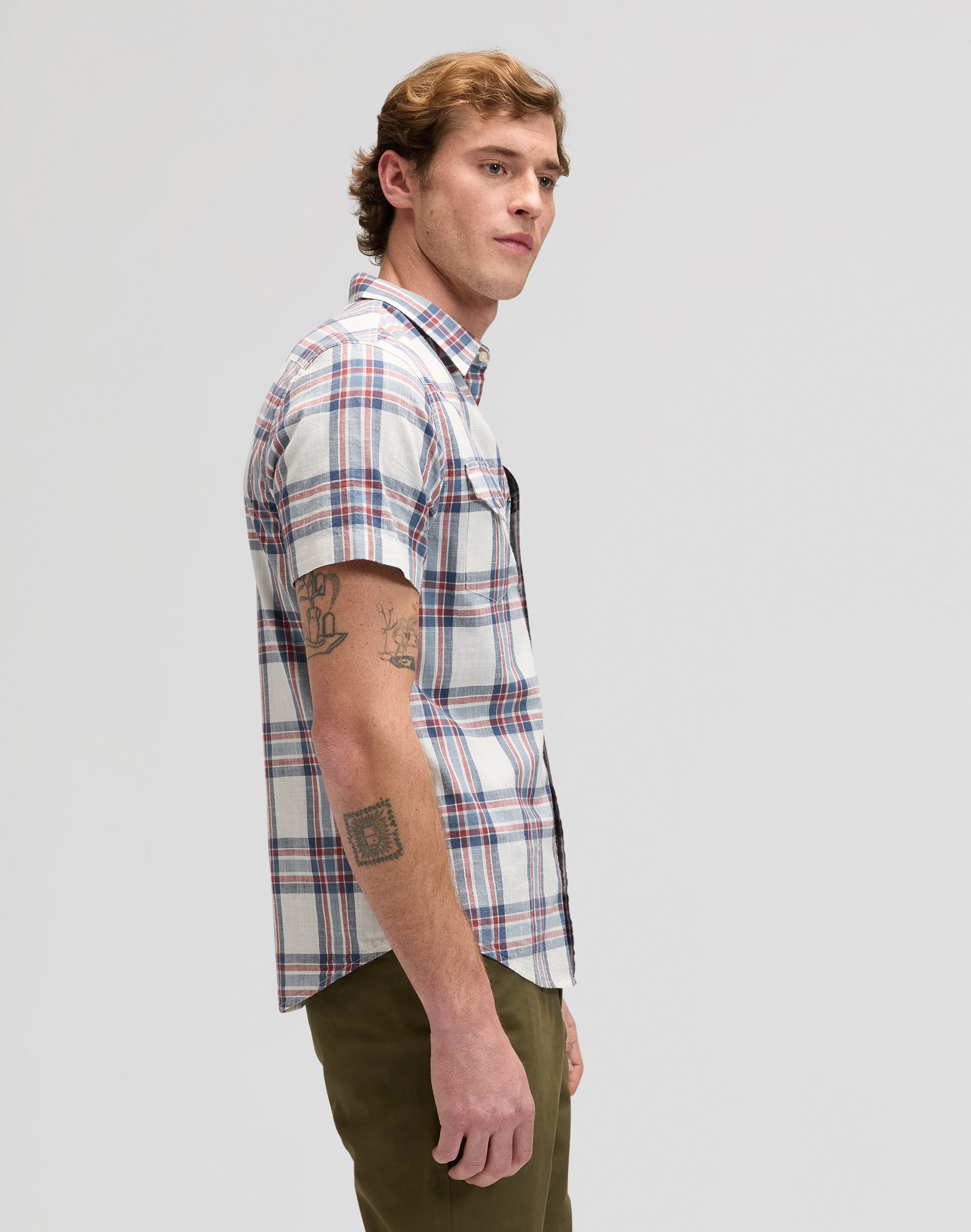 Ss Western in Academy Blue Plaid Shirts Lee