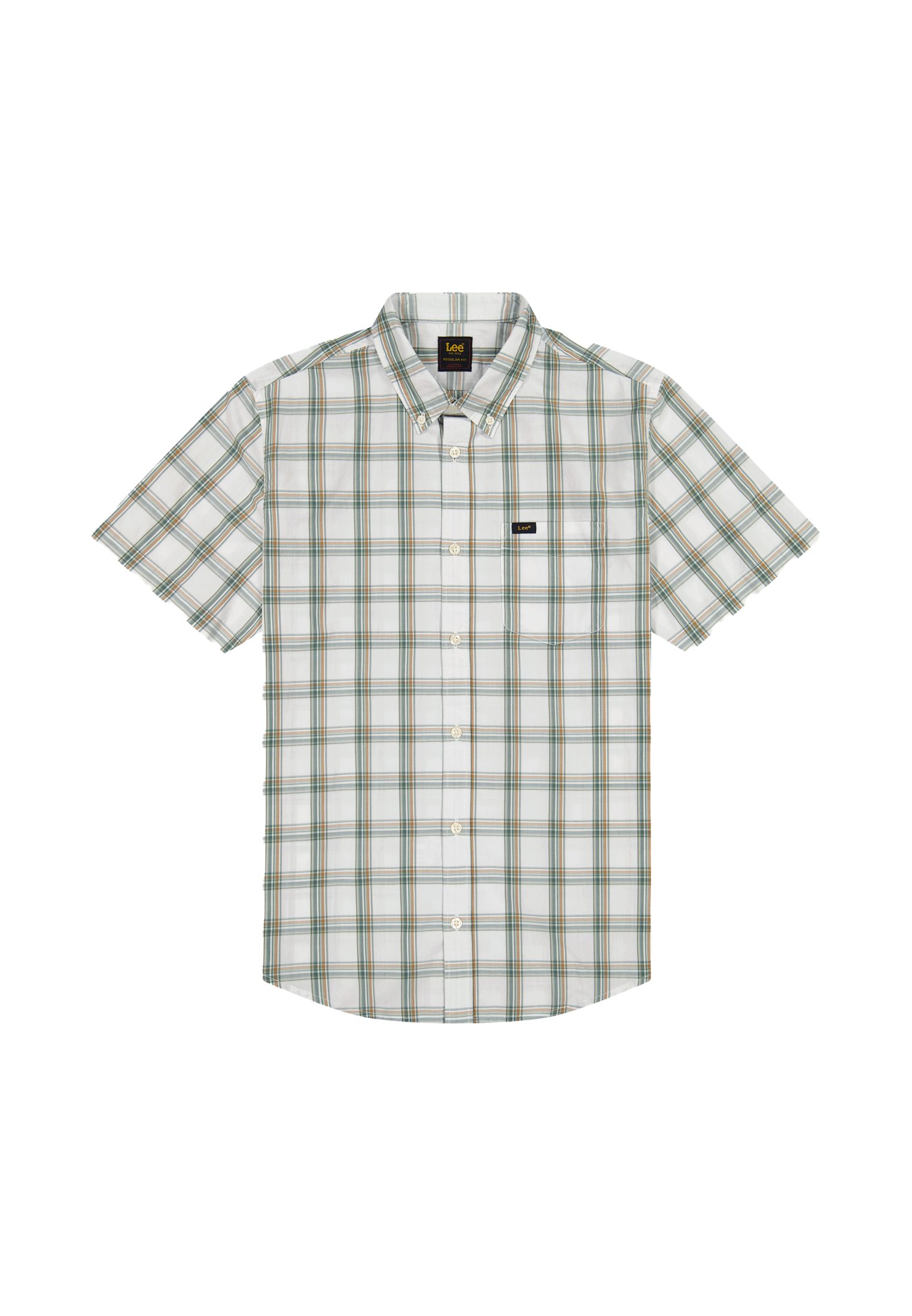 Lee Button Down Shortsleeve in Desert Sage Safari Plaid Hemden Lee