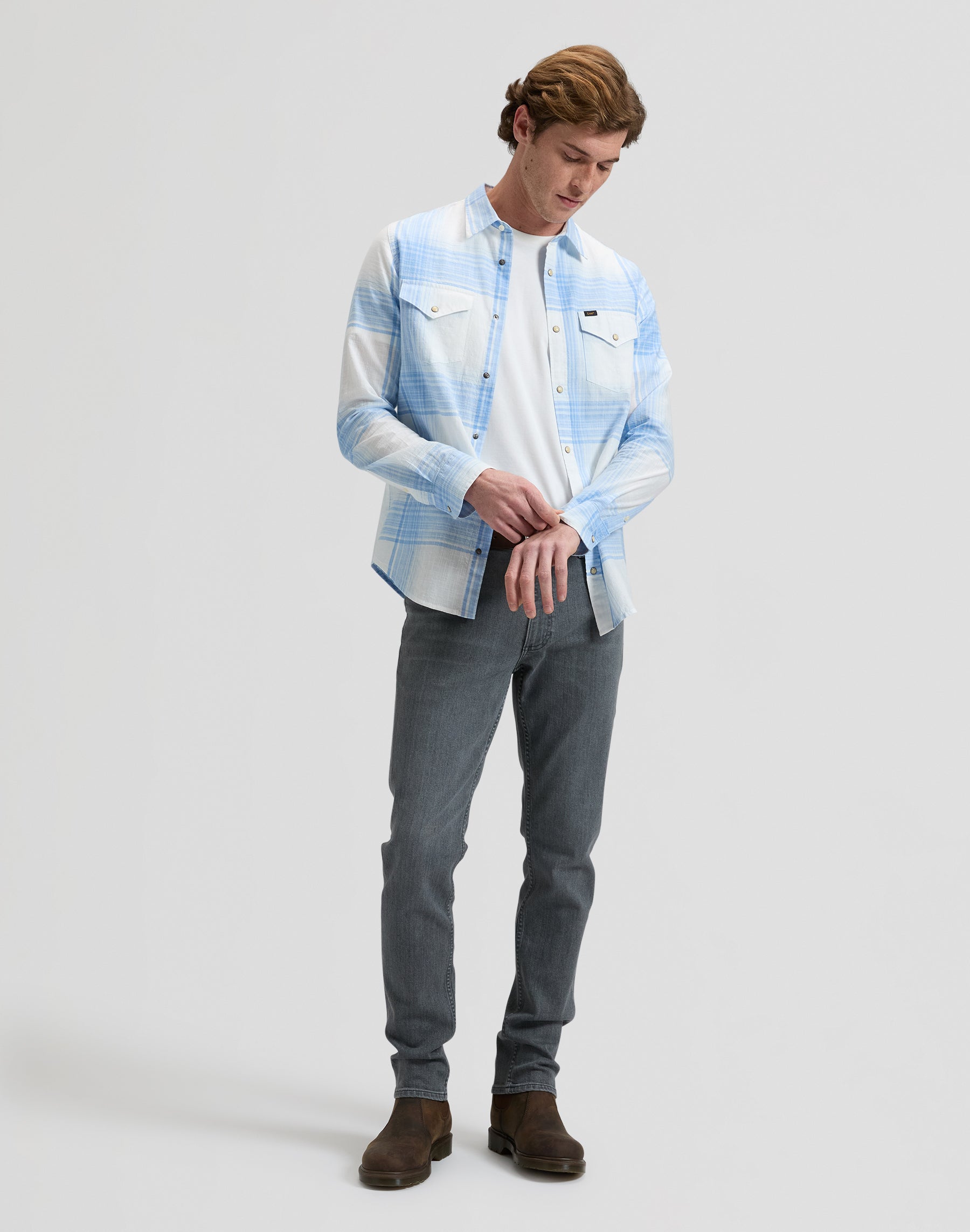 Clean Western Shirt in Halogen Ombre Plaid Hemden Lee