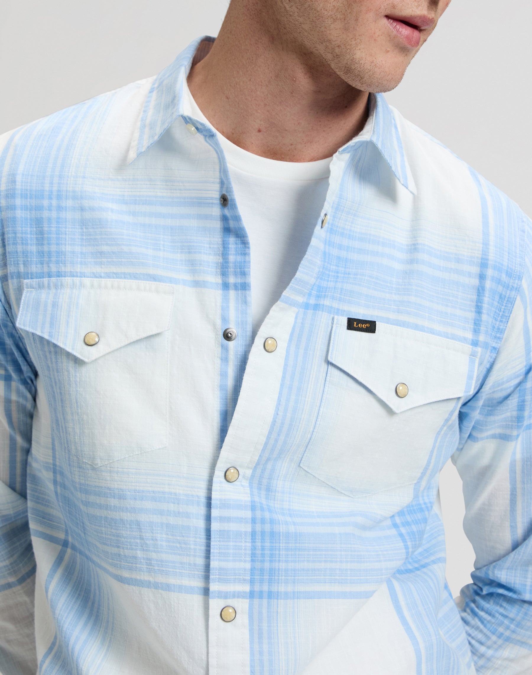 Clean Western Shirt in Halogen Ombre Plaid Hemden Lee