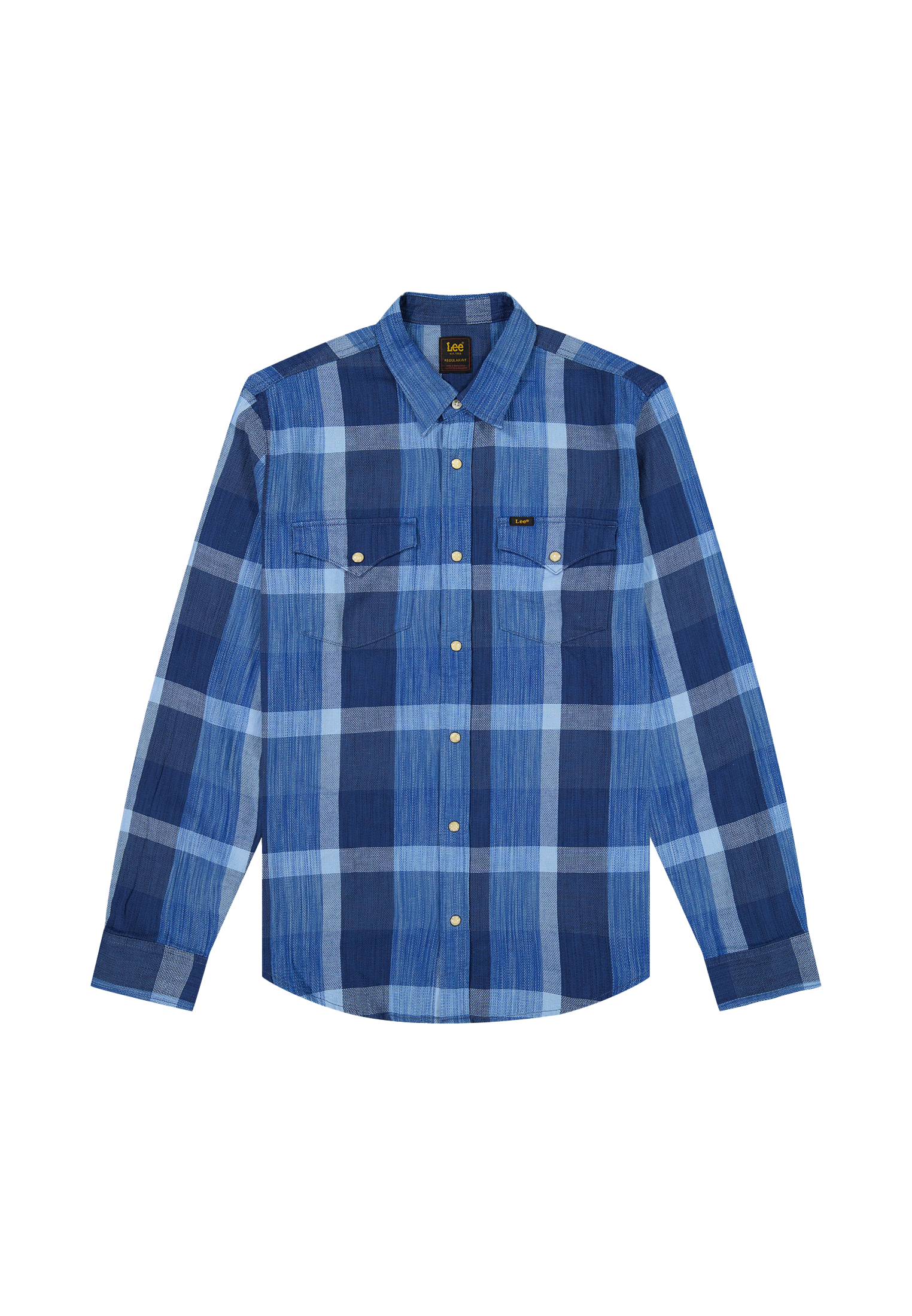 Clean Western Shirt in Indigo Plaid Hemden Lee