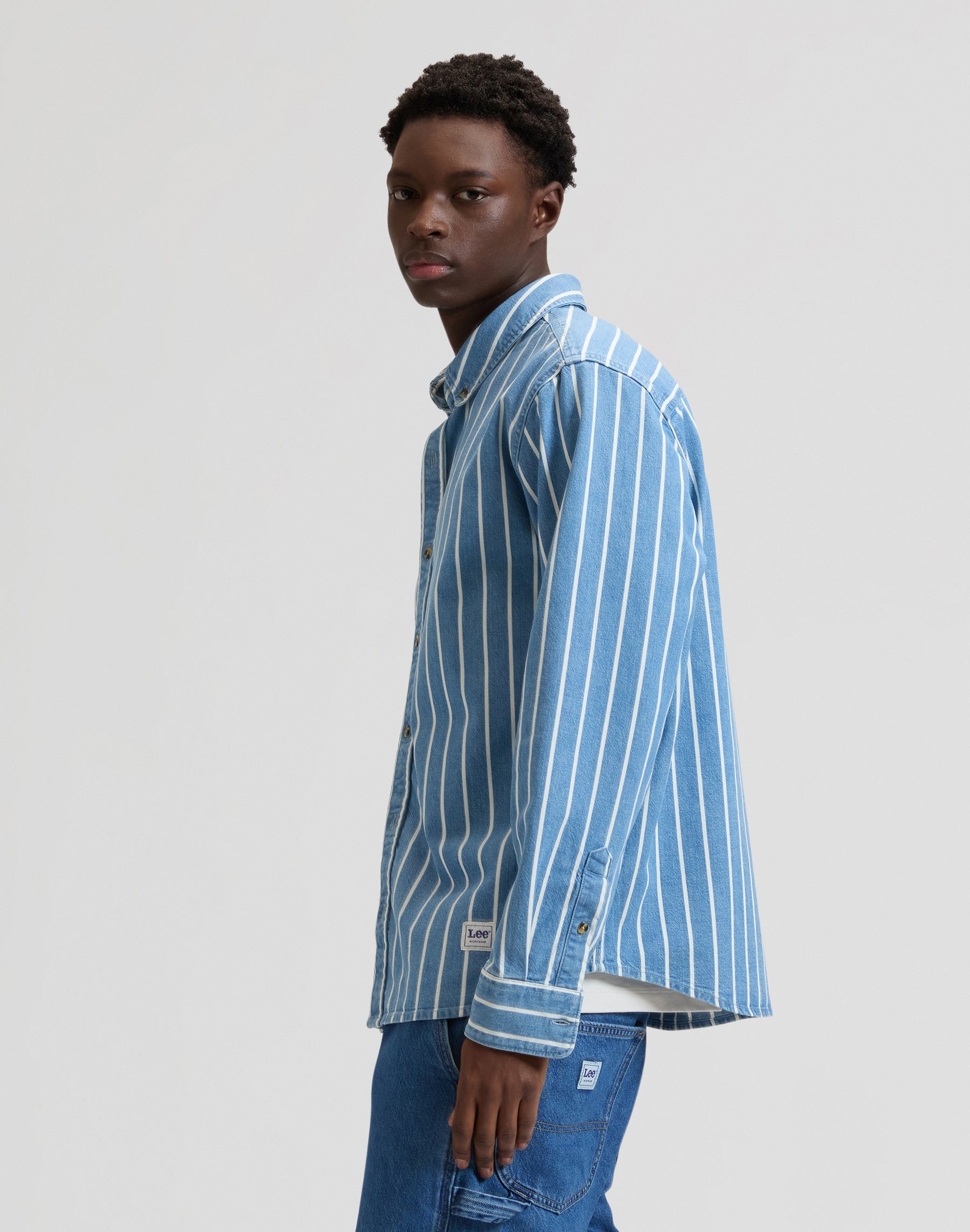 Workwear Button Down in Denim Stripe Hemden Lee