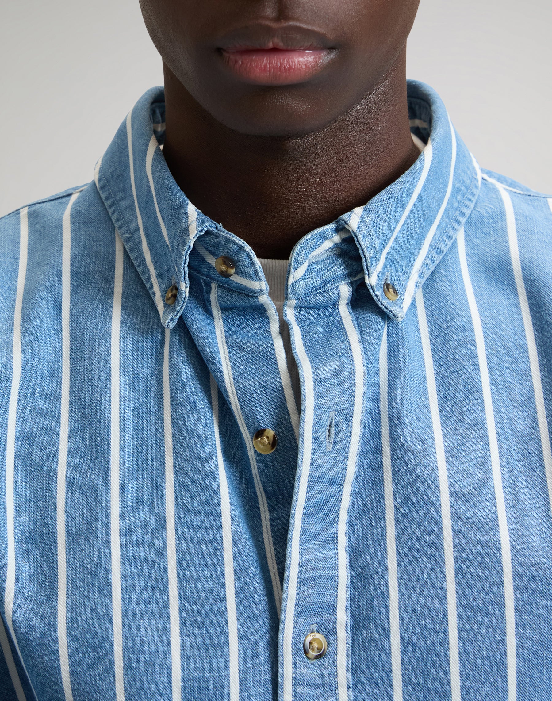 Workwear Button Down in Denim Stripe Hemden Lee