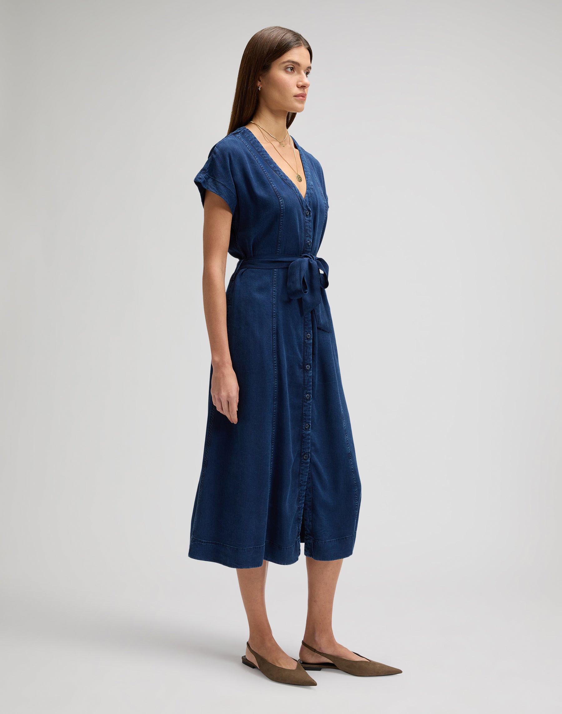 Belted Midi Dress in Sunset Ride Kleider Lee