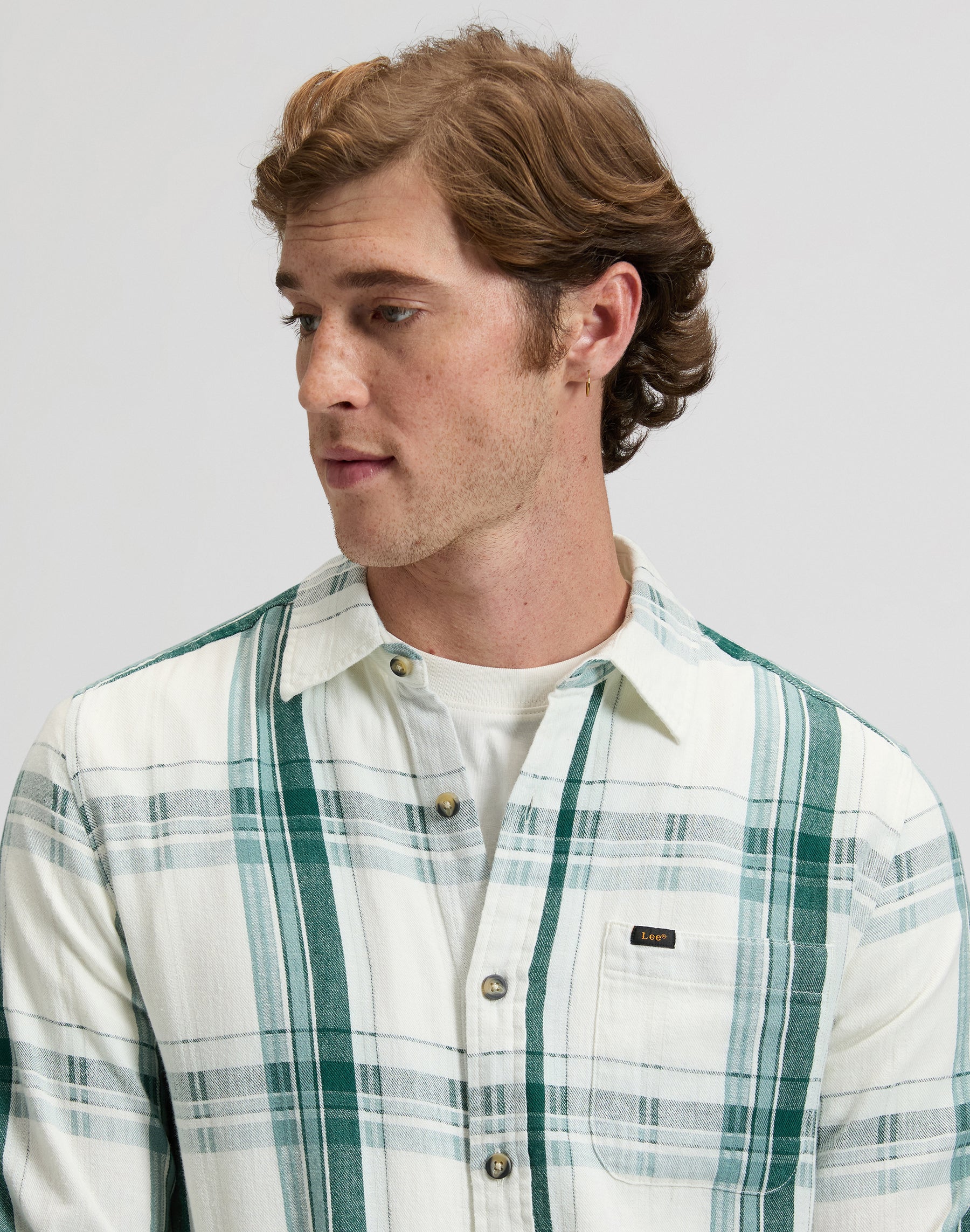 Leesure Shirt in Algae Plaid Hemden Lee