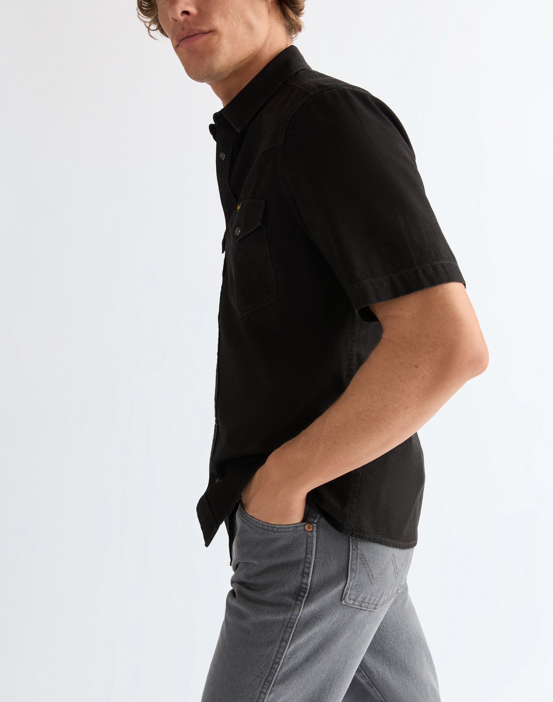Ss Western Shirt in Rinse Black