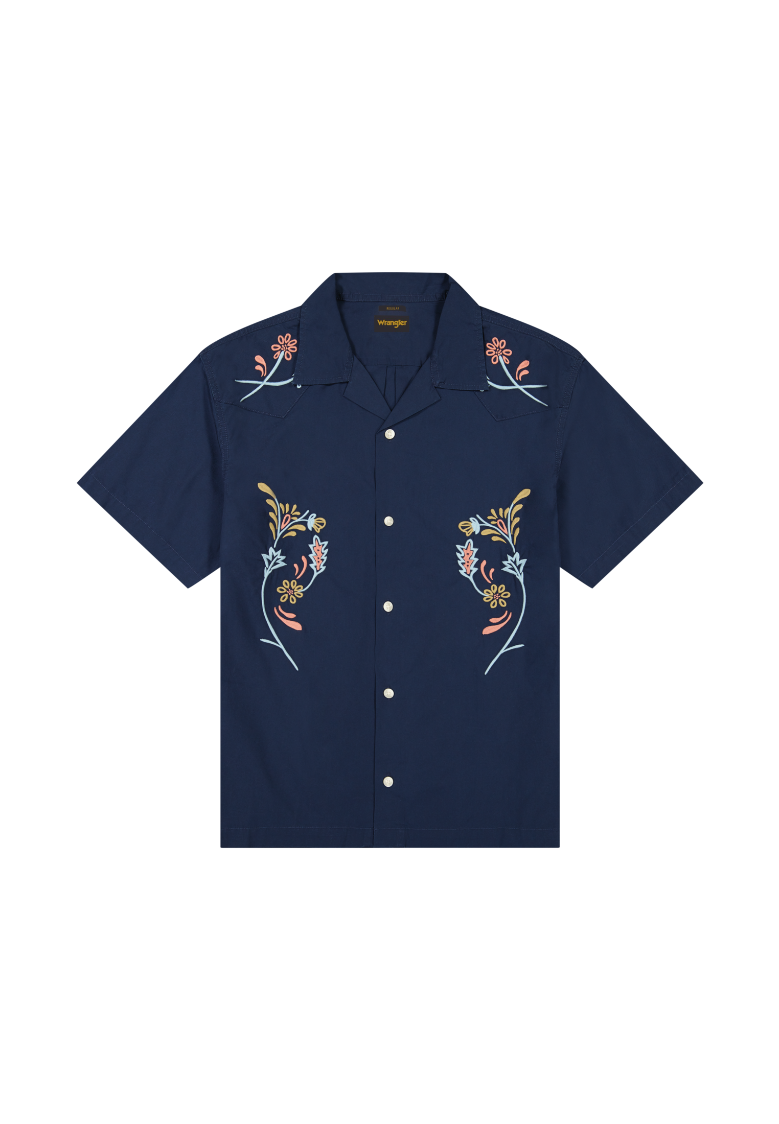 Shortsleeve W Resort Shirt in Navy Floral Hemden Wrangler