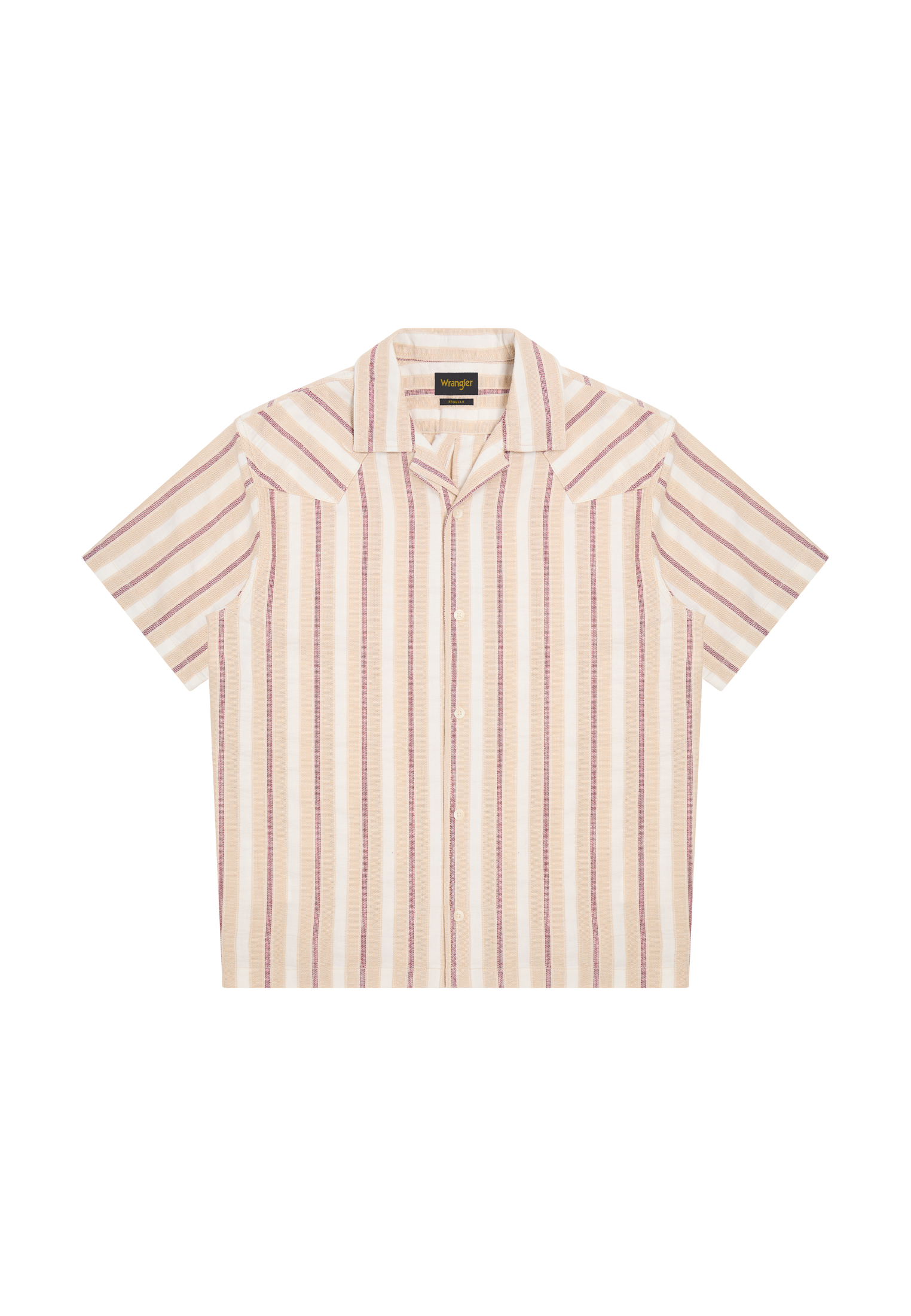 Shortsleeve W Resort Shirt in Tan Ruby Wine Hemden Wrangler