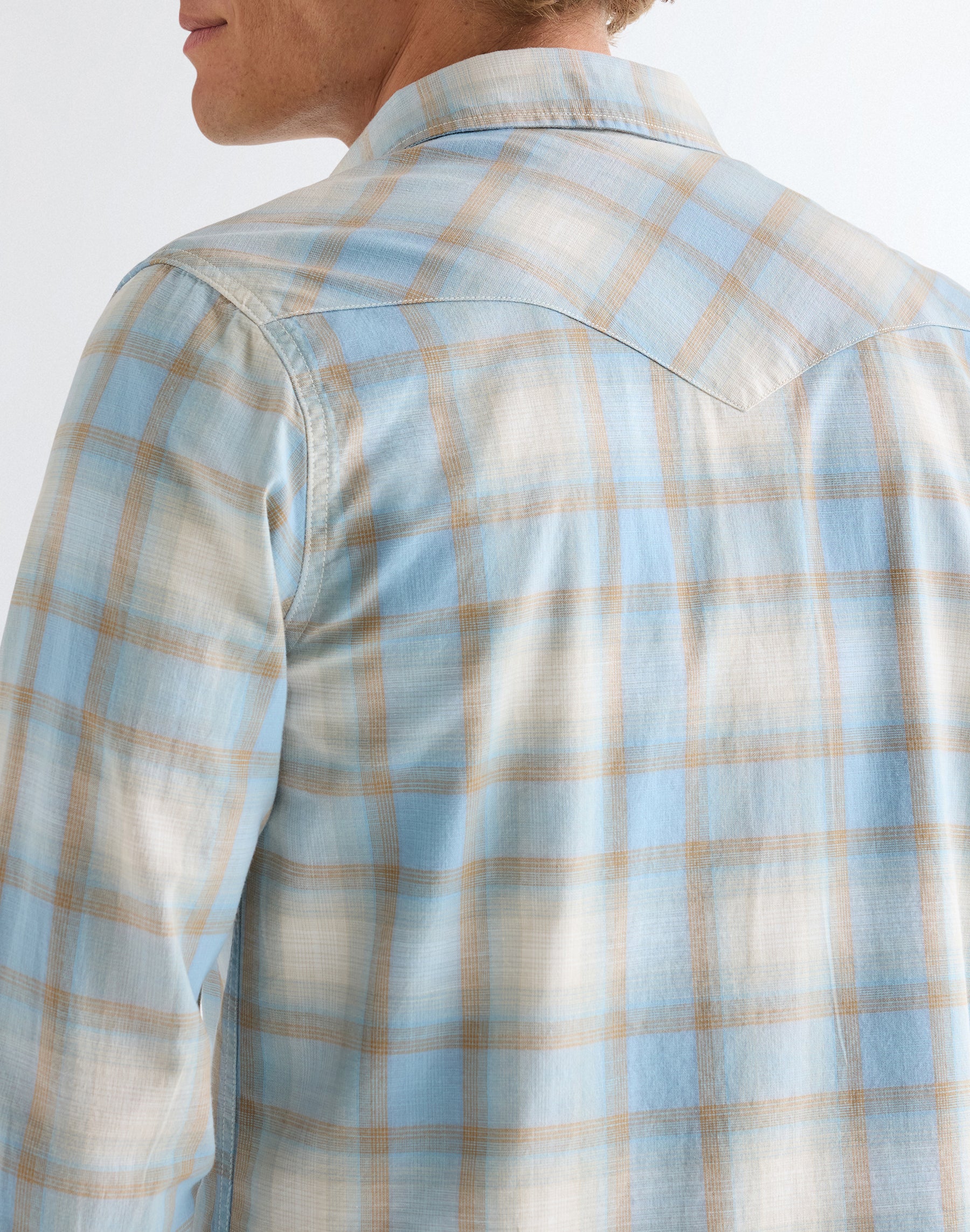 Western Shirt in Blue Tan Hemden Wrangler