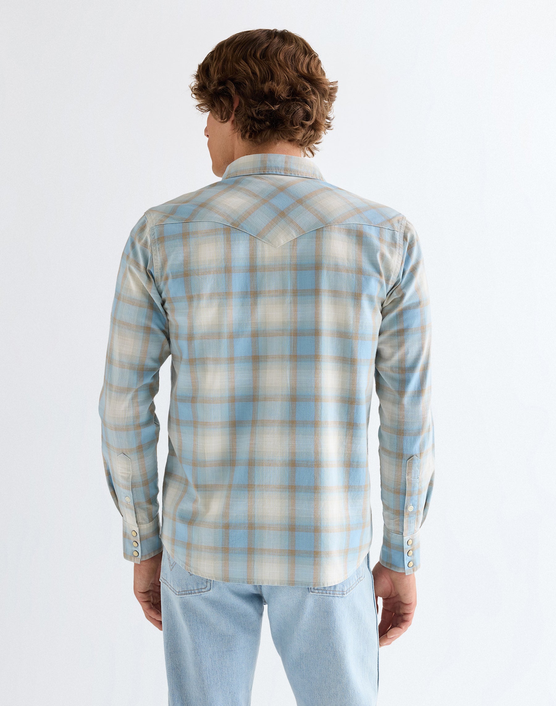 Western Shirt in Blue Tan Hemden Wrangler