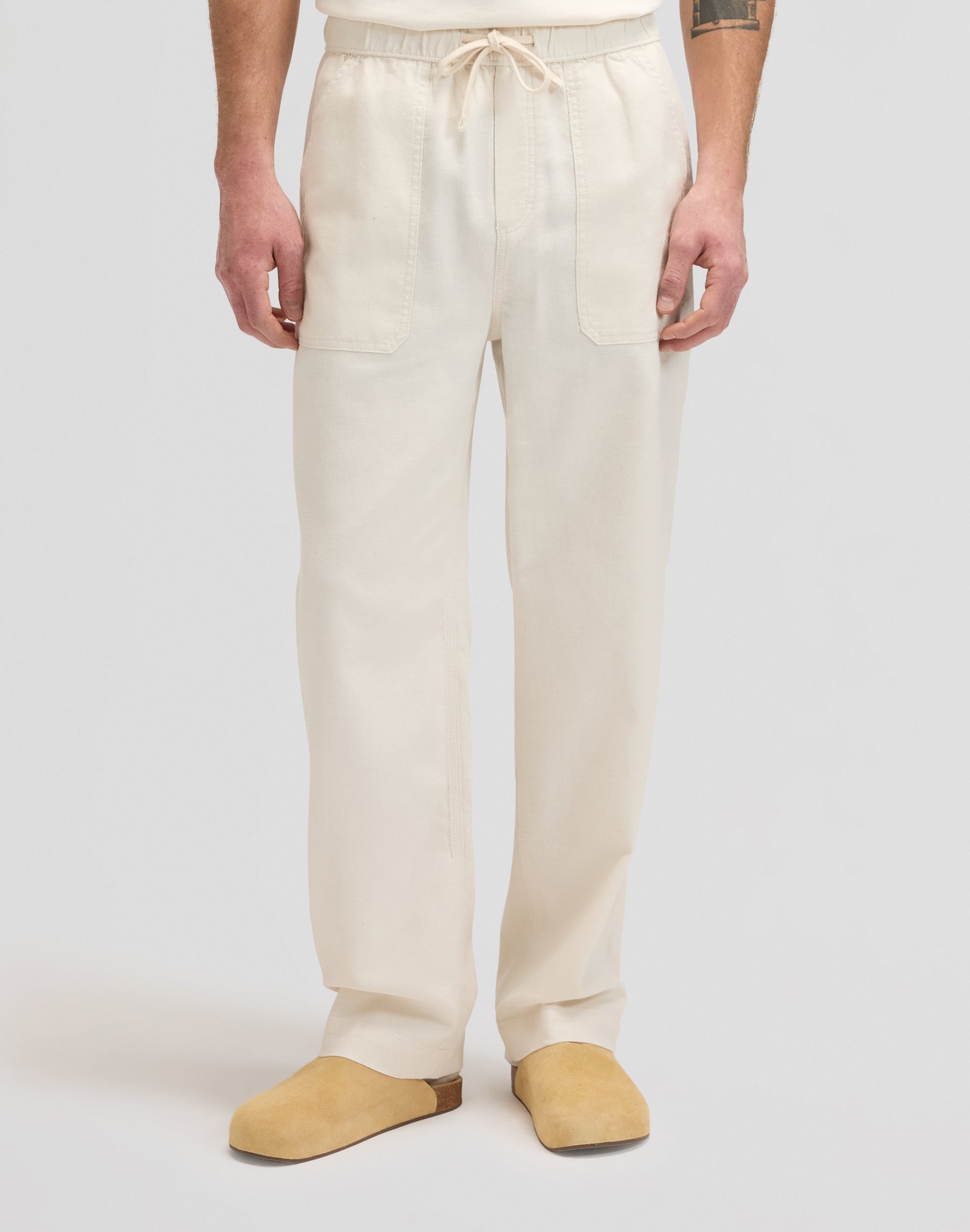 Utility Drawstring Pant in Natural Hosen Lee