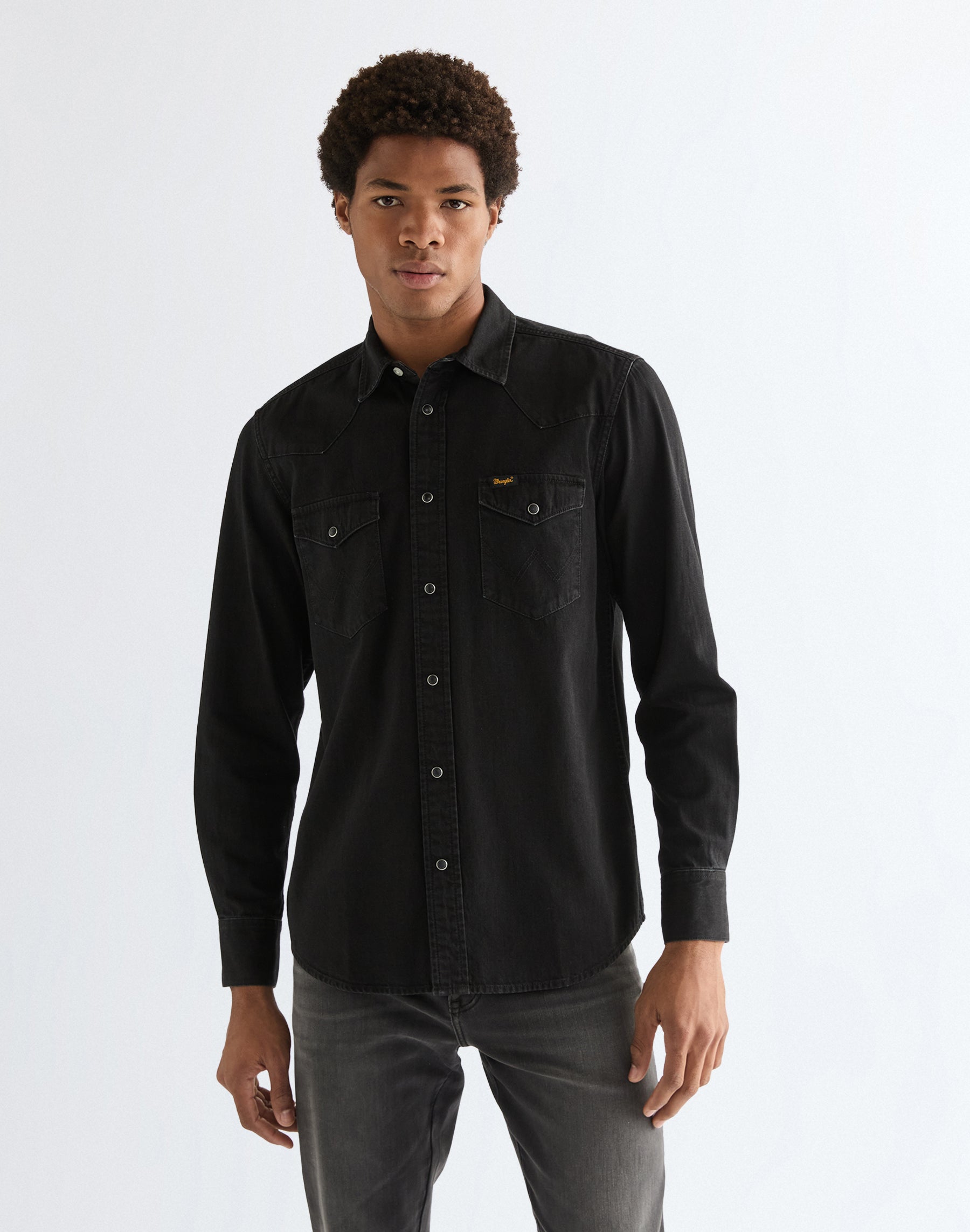 Western Shirt in Rinse Black