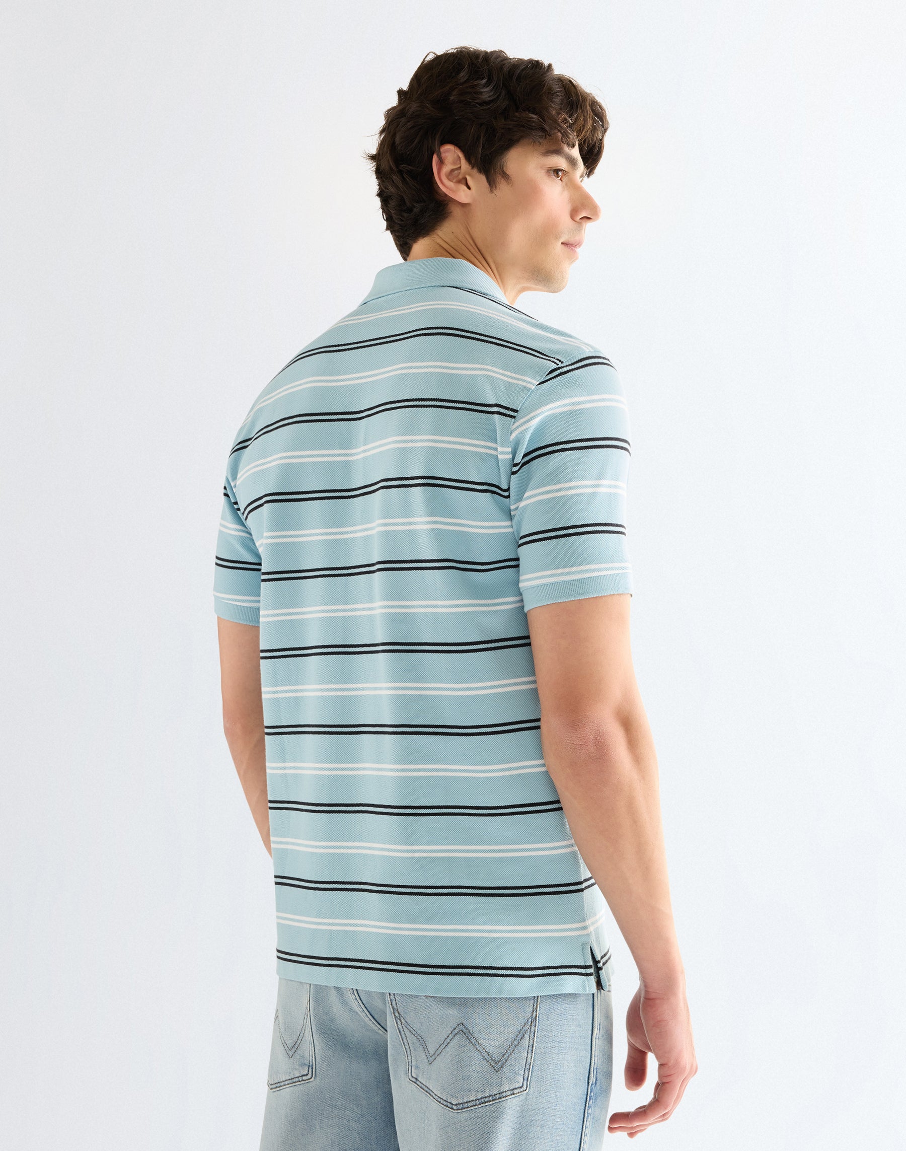 Stripe Polo Shirt in Forget Me Not T-Shirts Wrangler