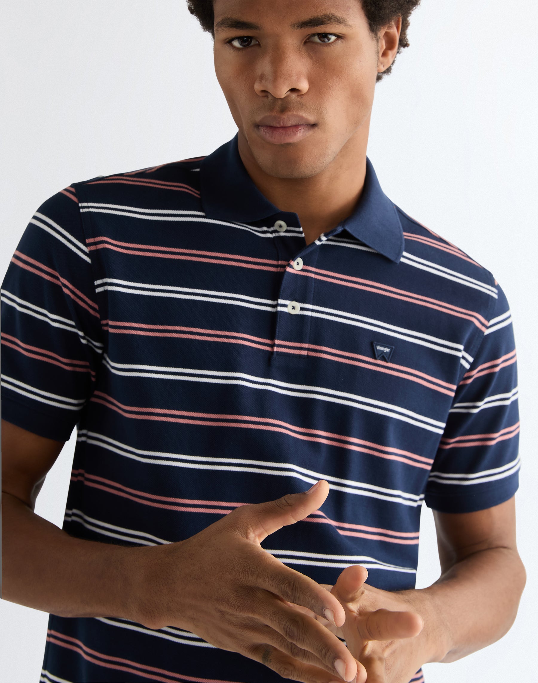 Stripe Polo Shirt in Navy T-Shirts Wrangler