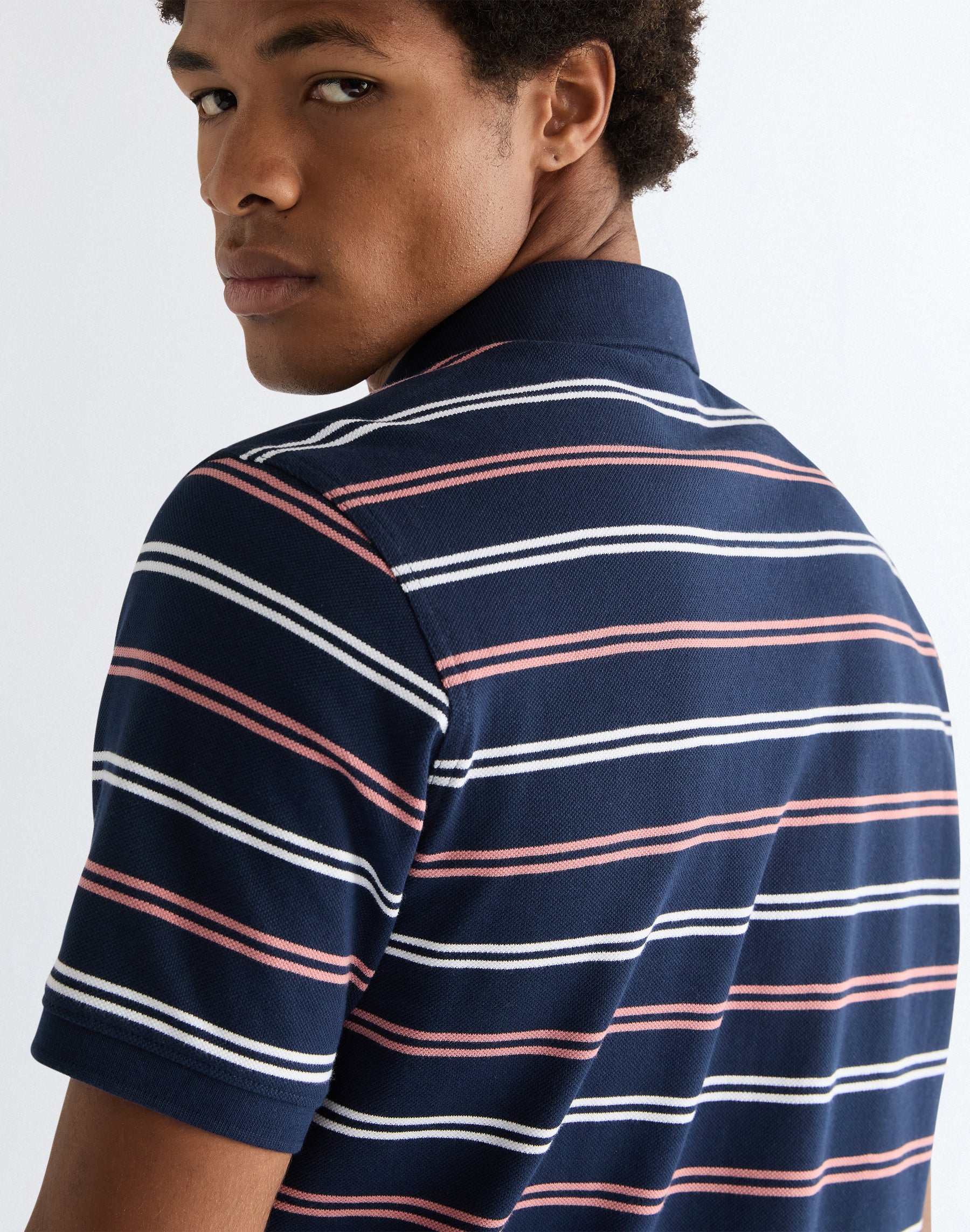 Stripe Polo Shirt in Navy T-Shirts Wrangler