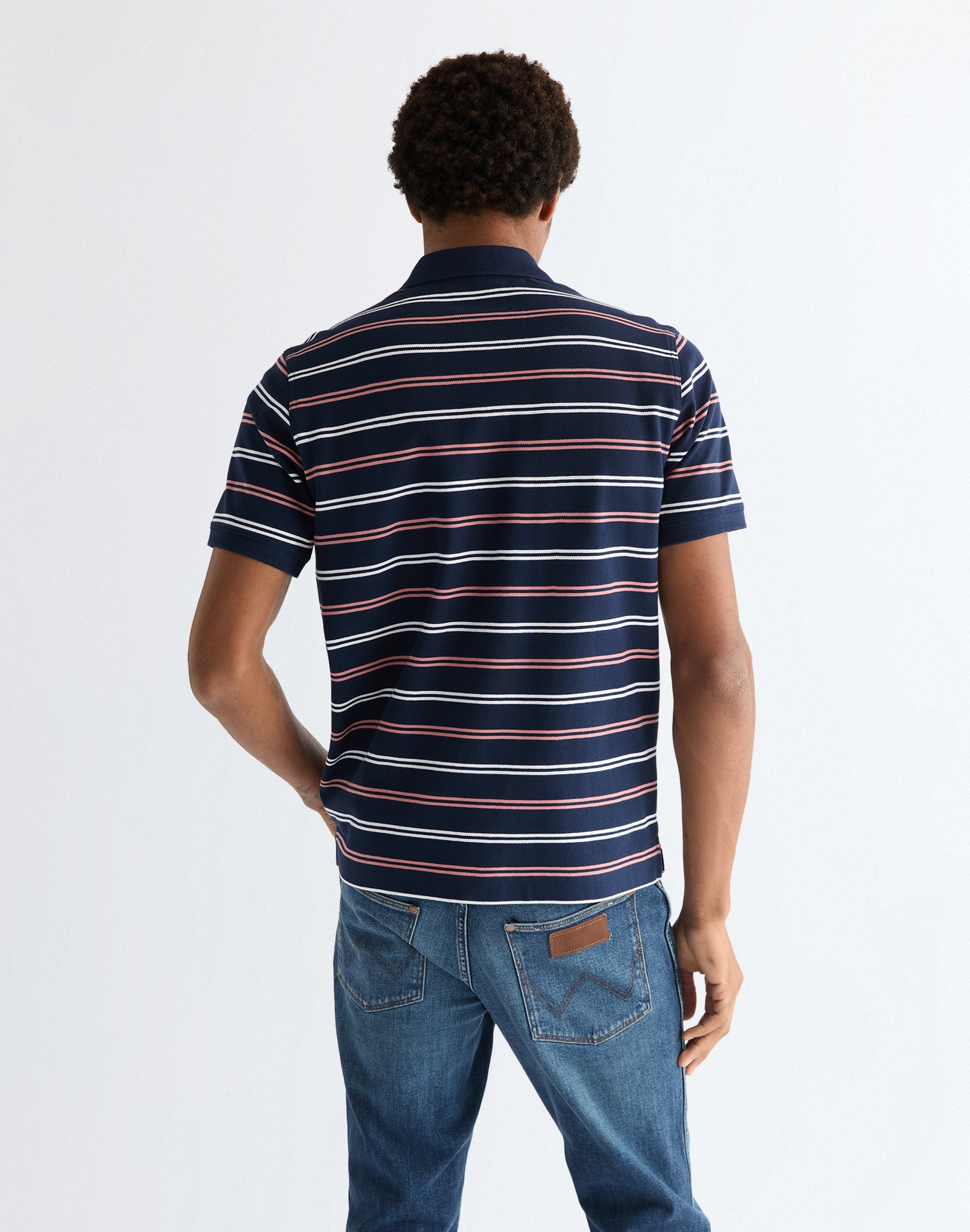 Stripe Polo Shirt in Navy T-Shirts Wrangler