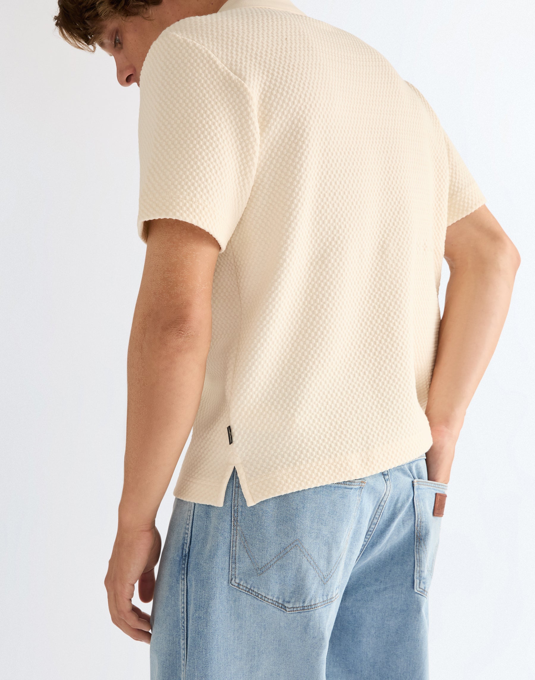 Shortsleeve Polo Sweater in Egret Sweatshirts Wrangler