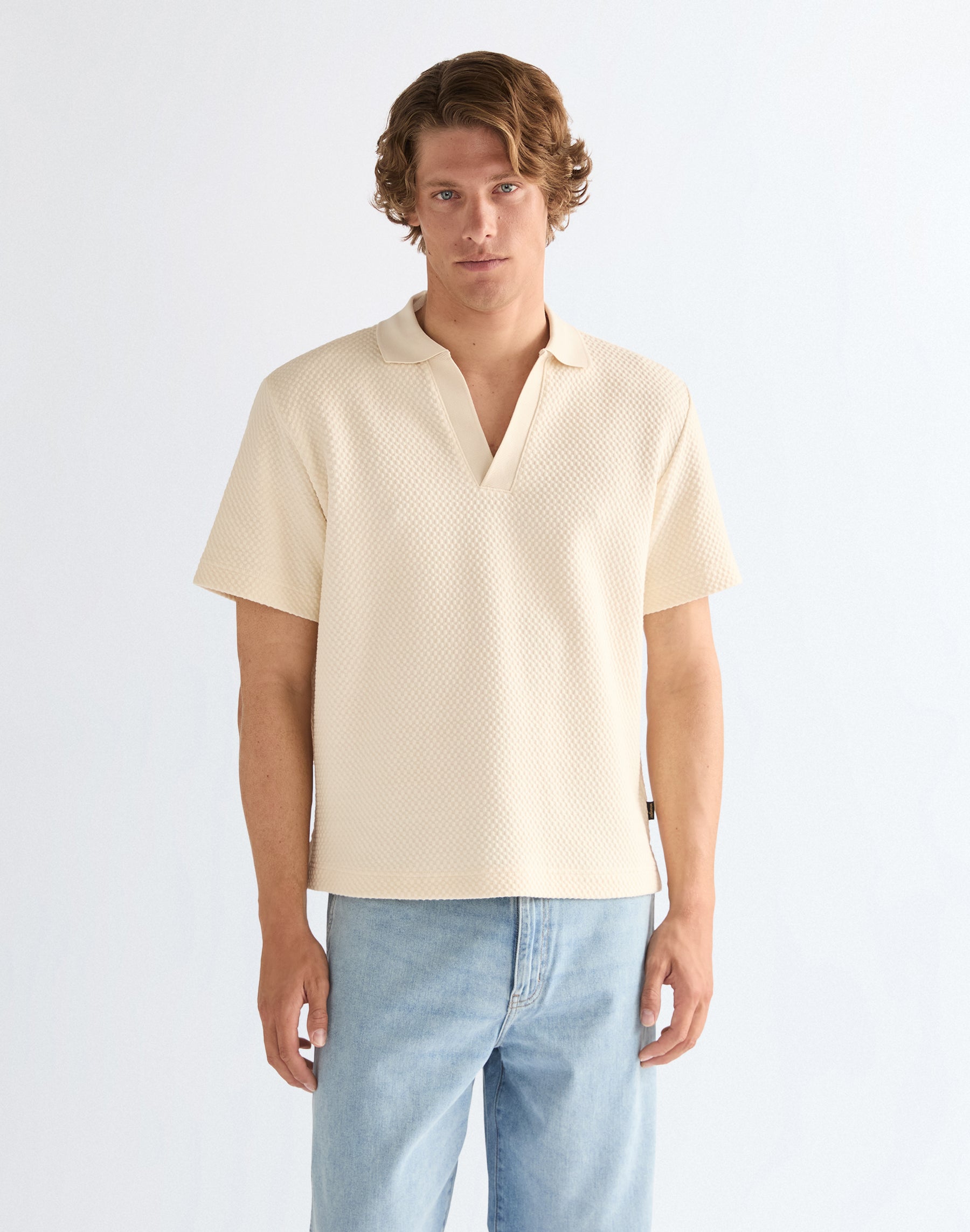 Shortsleeve Polo Sweater in Egret Sweatshirts Wrangler