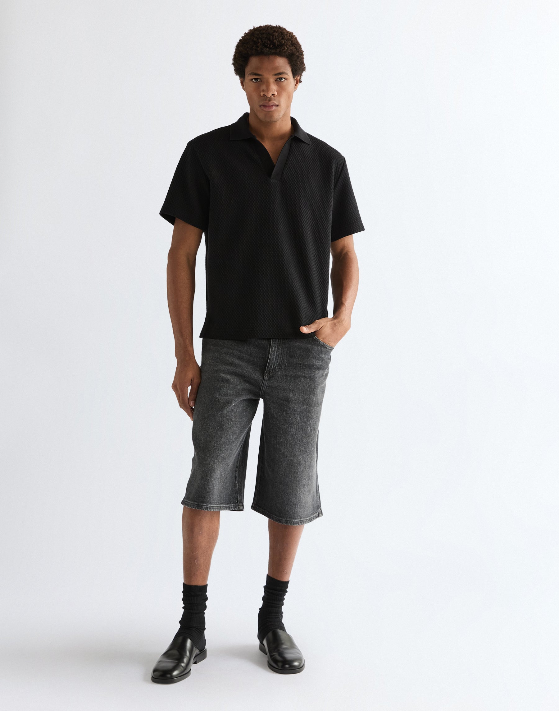 Shortsleeve Polo Sweater in Black Sweatshirts Wrangler