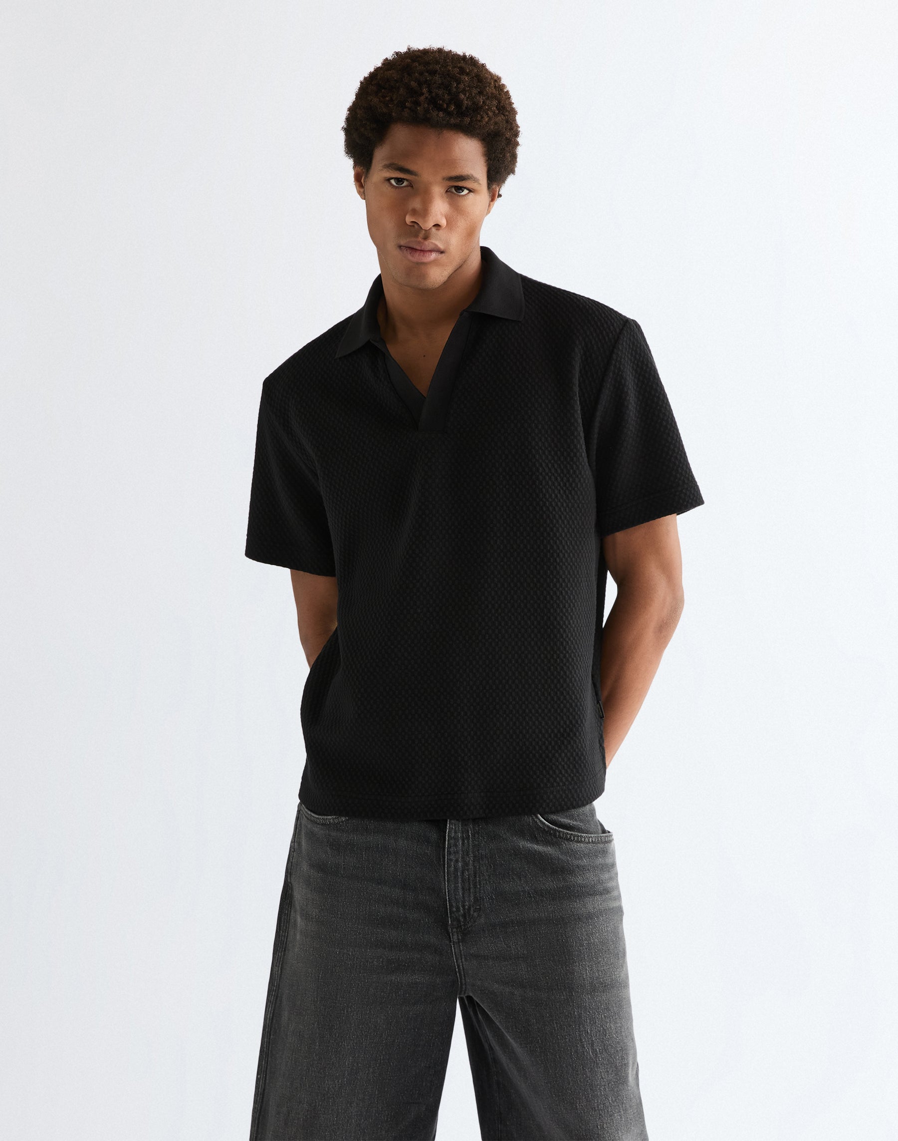 Shortsleeve Polo Sweater in Black Sweatshirts Wrangler