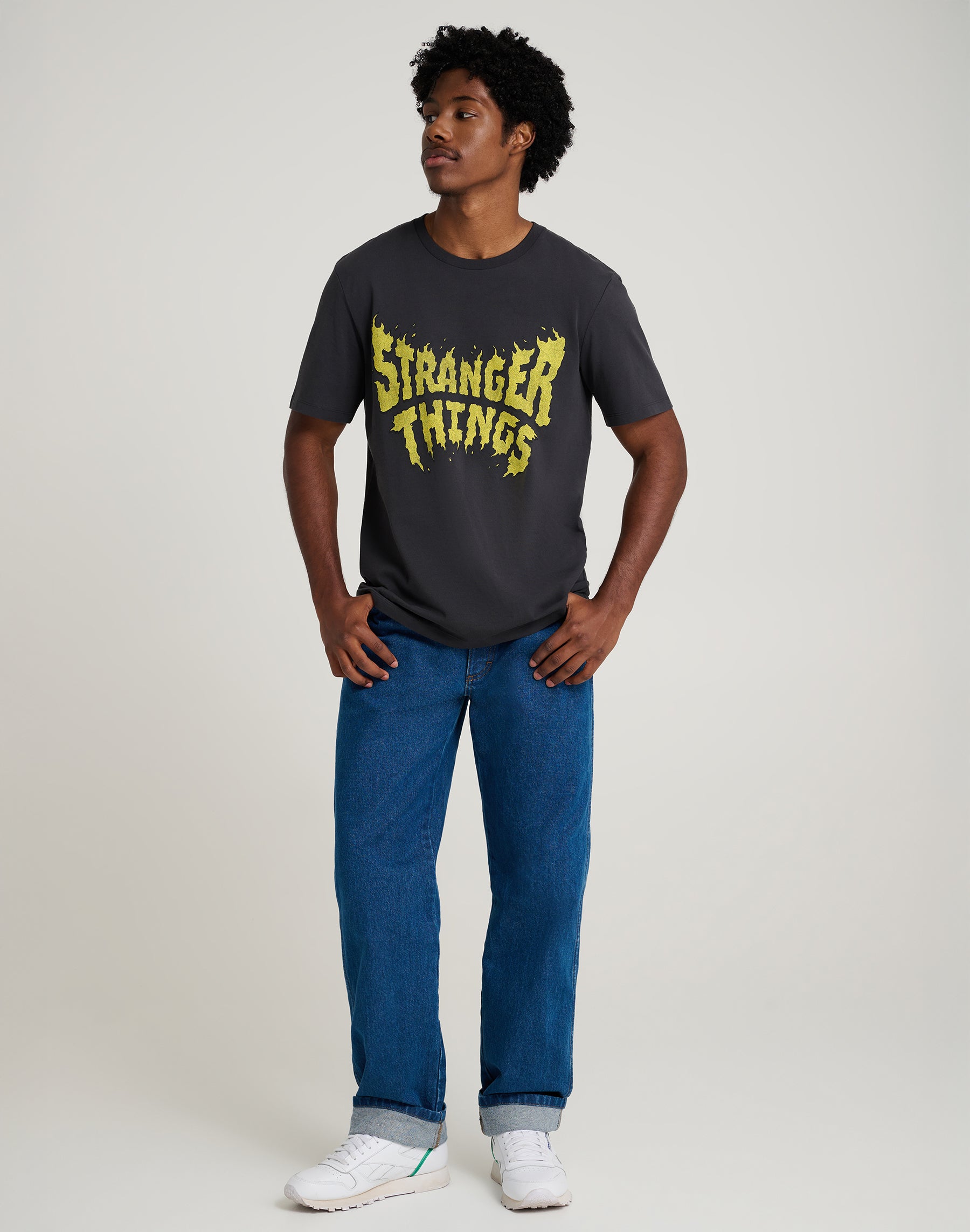 Stranger Things Tee in Washed Black T-Shirts Wrangler
