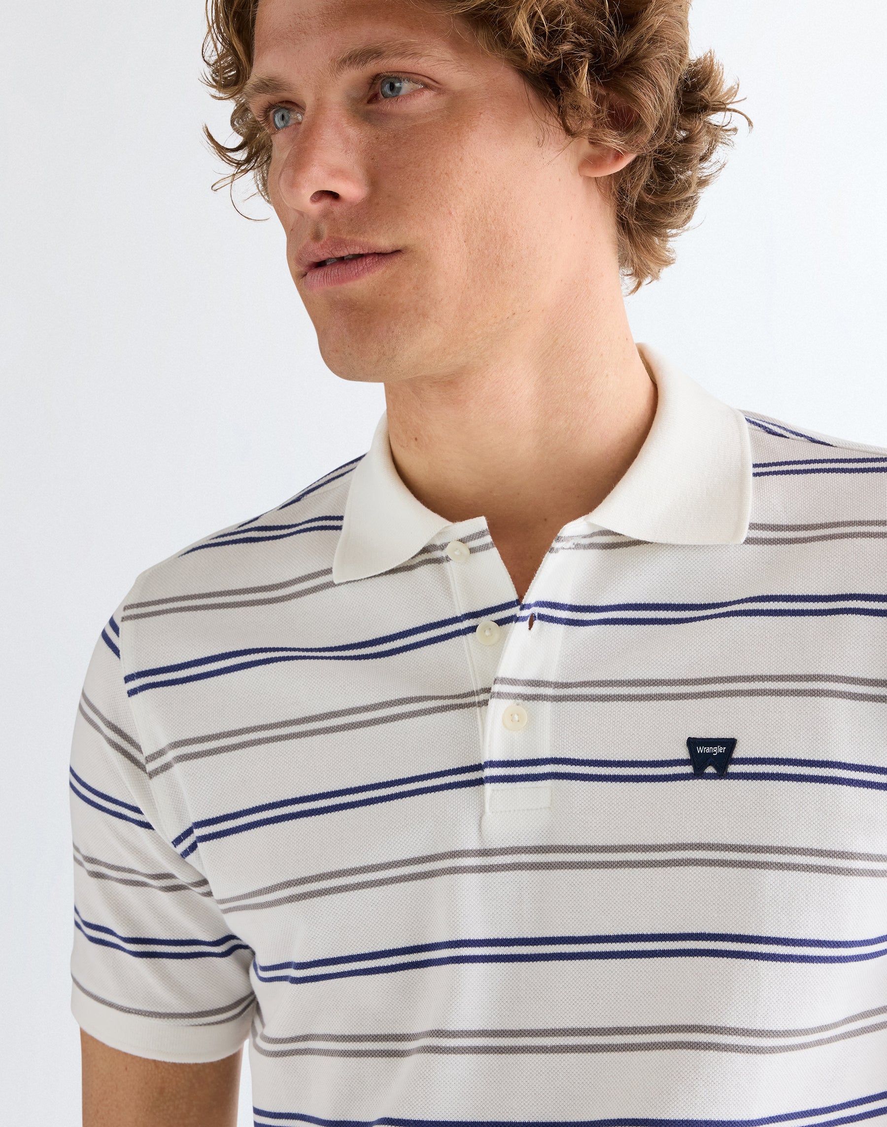 Stripe Polo Shirt in Worn White T-Shirts Wrangler