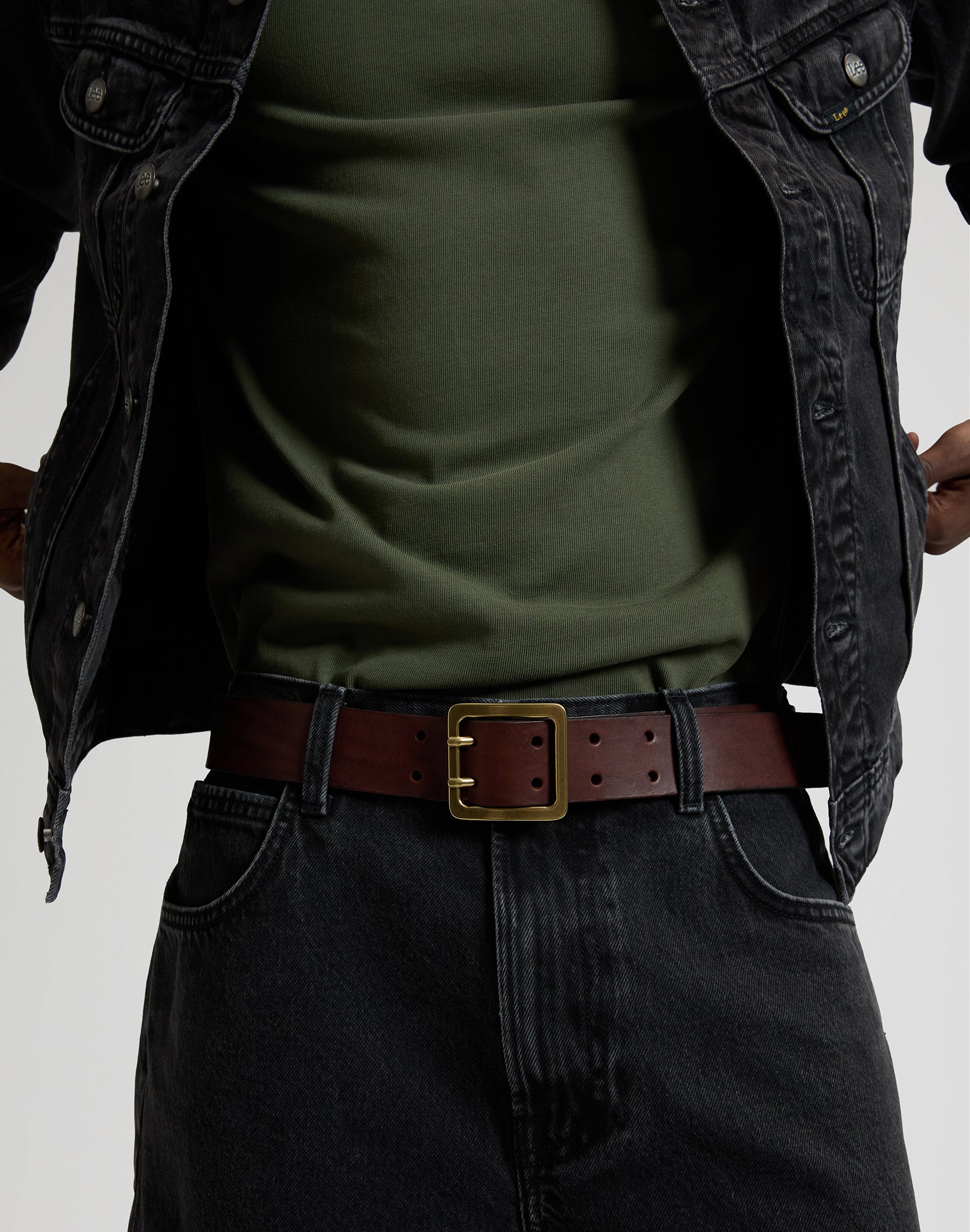 Double Pin Belt in Dark Brown Gürtel Lee