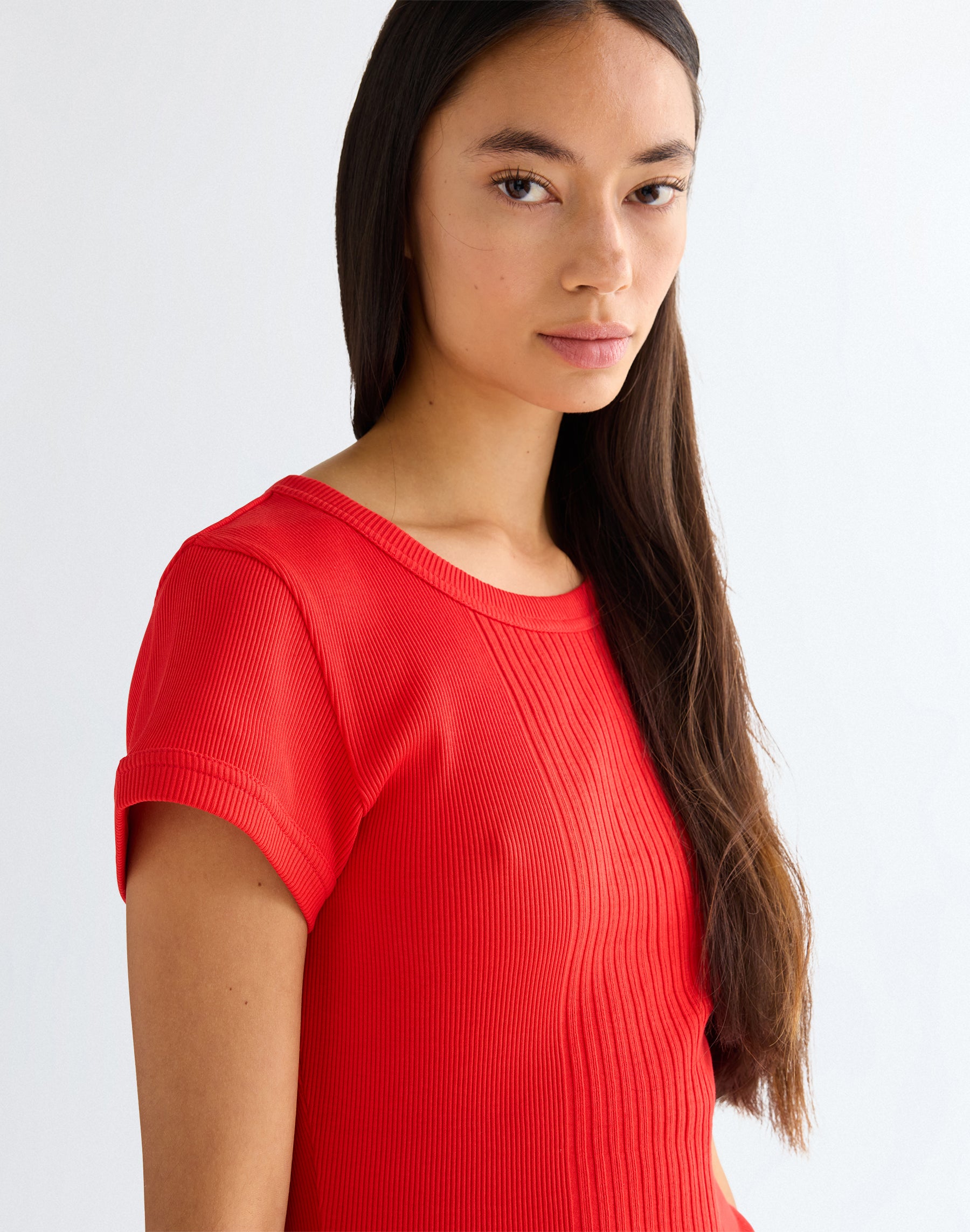 Capped Rib Shirt in Flame Scarlet T-Shirts Wrangler