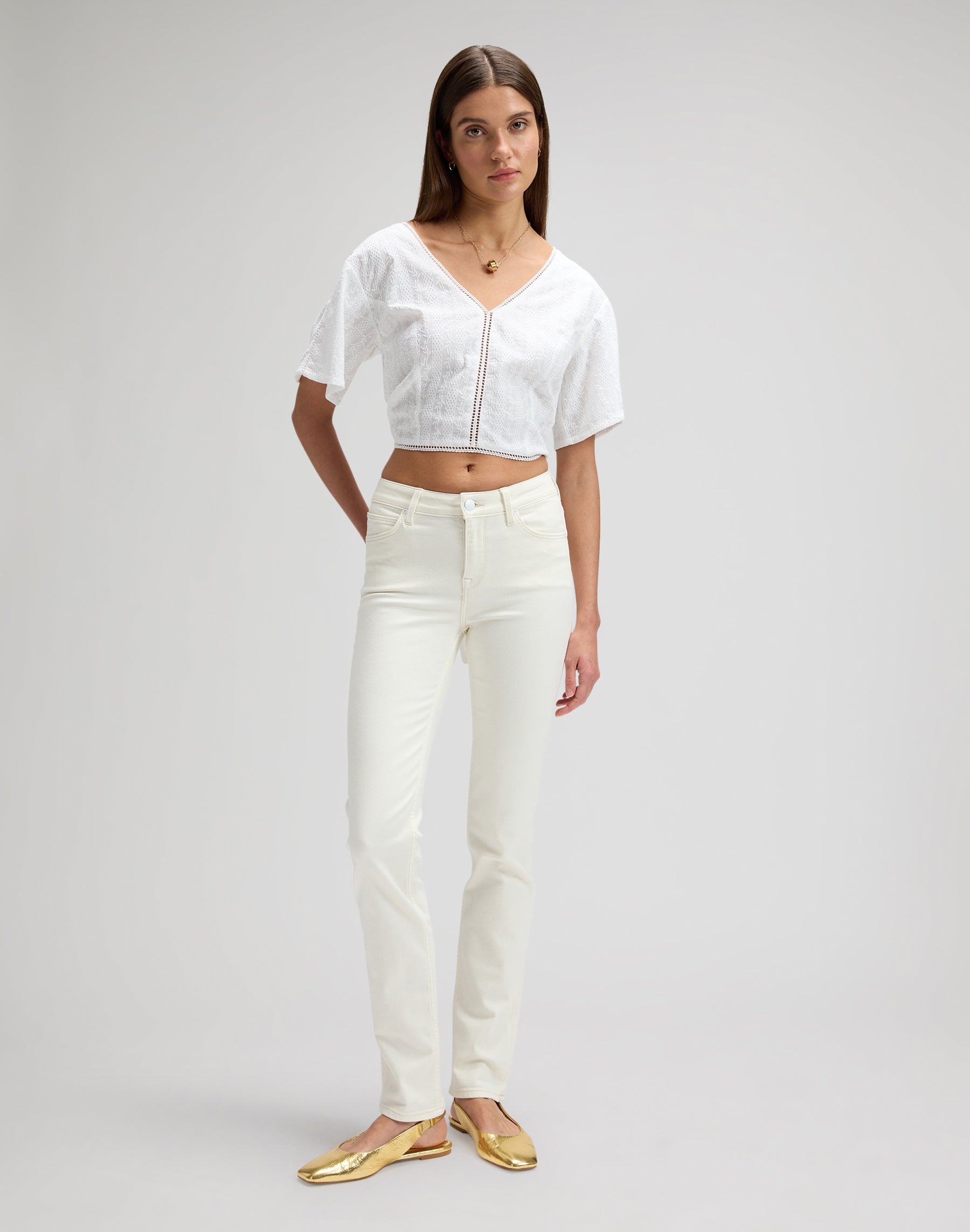 Tied Back Blouse in Bright White Hemden Lee