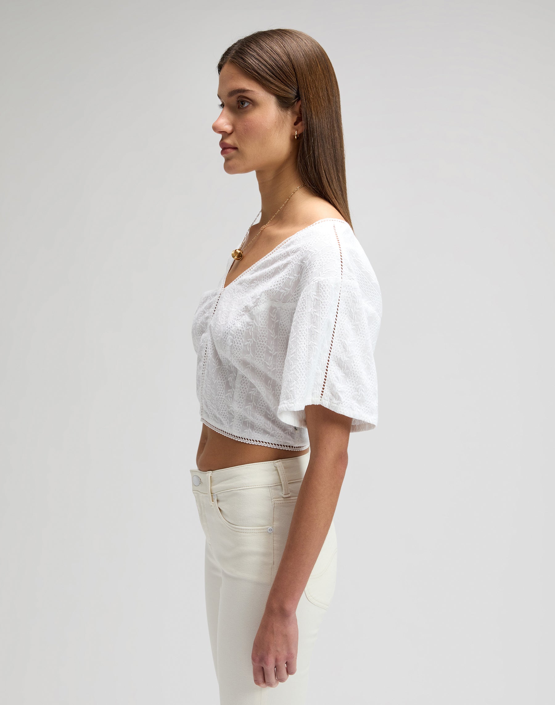 Tied Back Blouse in Bright White Hemden Lee