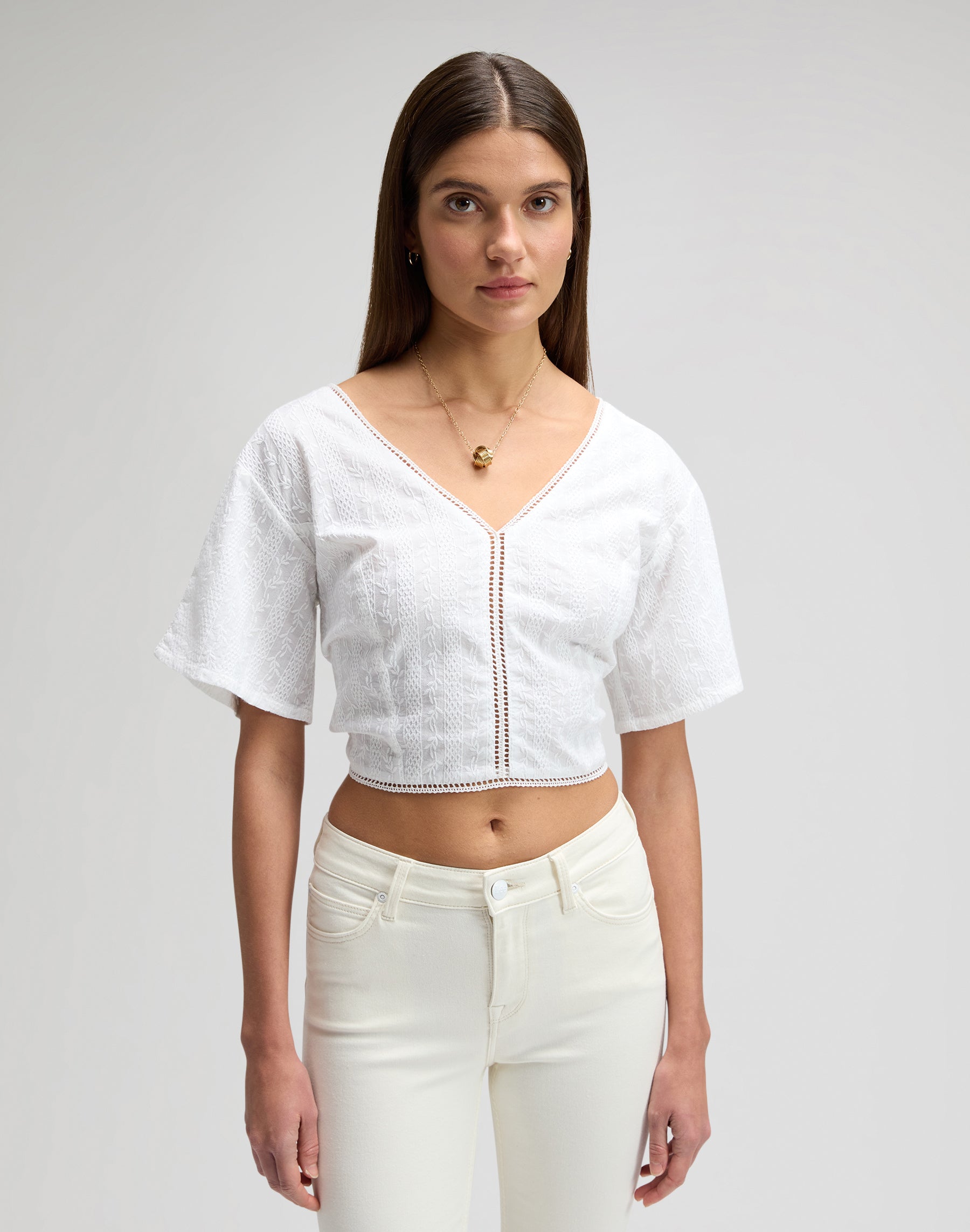Tied Back Blouse in Bright White Hemden Lee