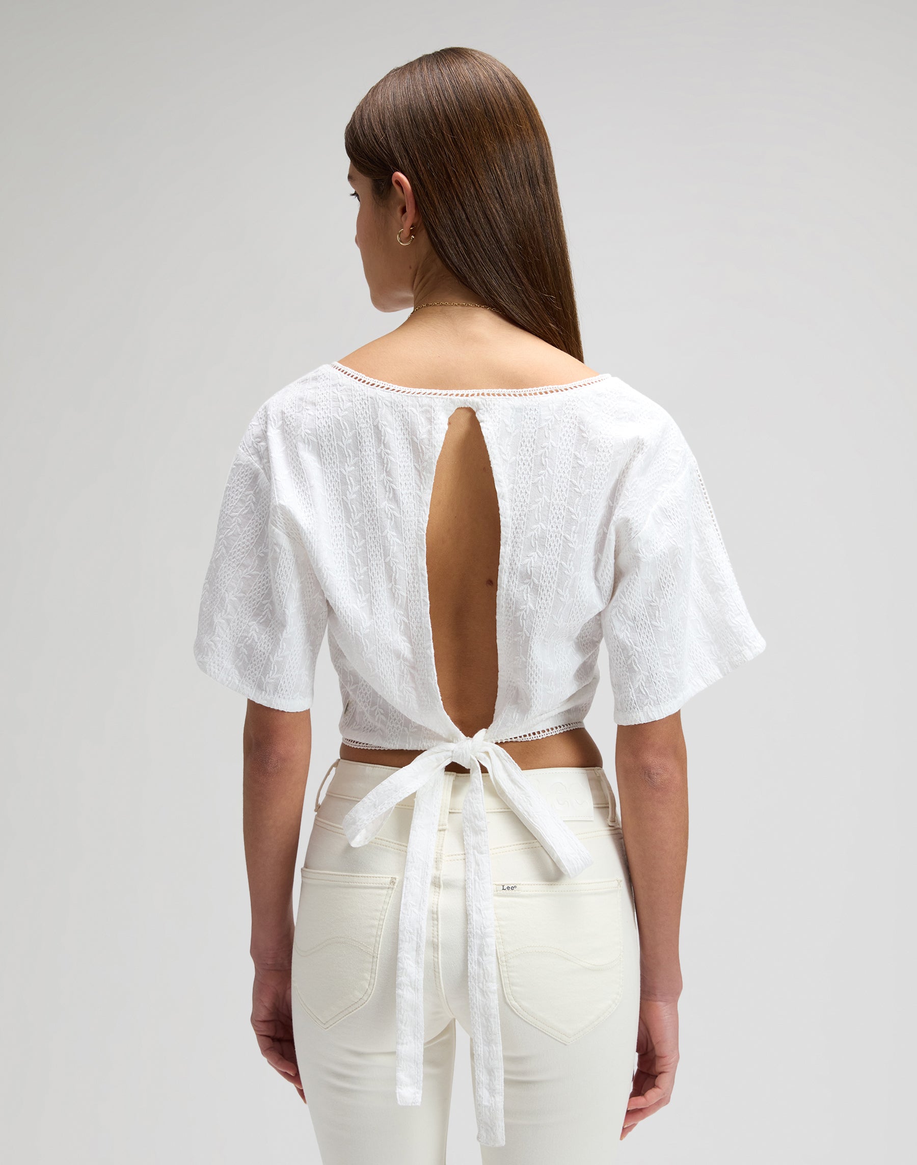 Tied Back Blouse in Bright White Hemden Lee