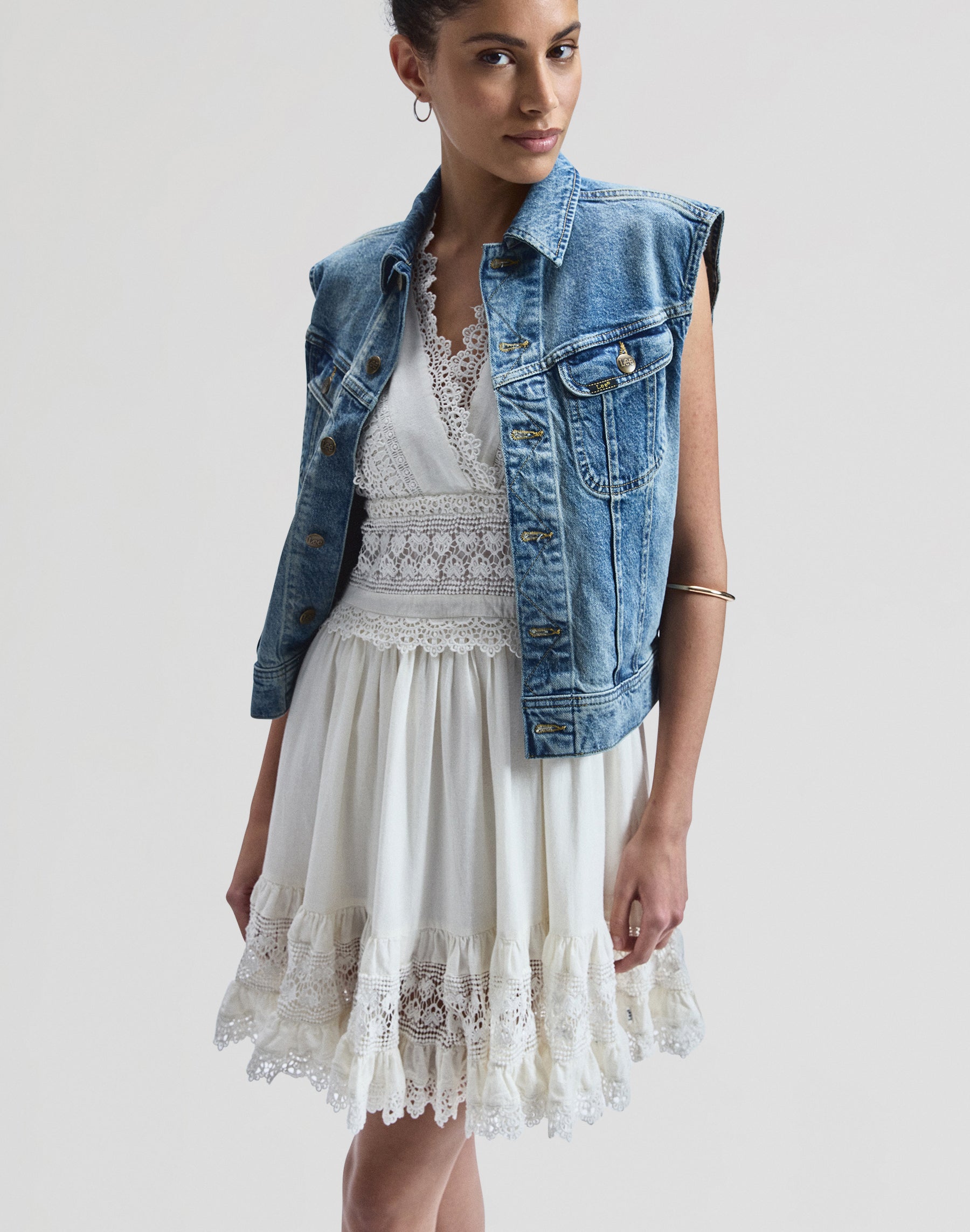 Bohemian Dress in Bright White Kleider Lee