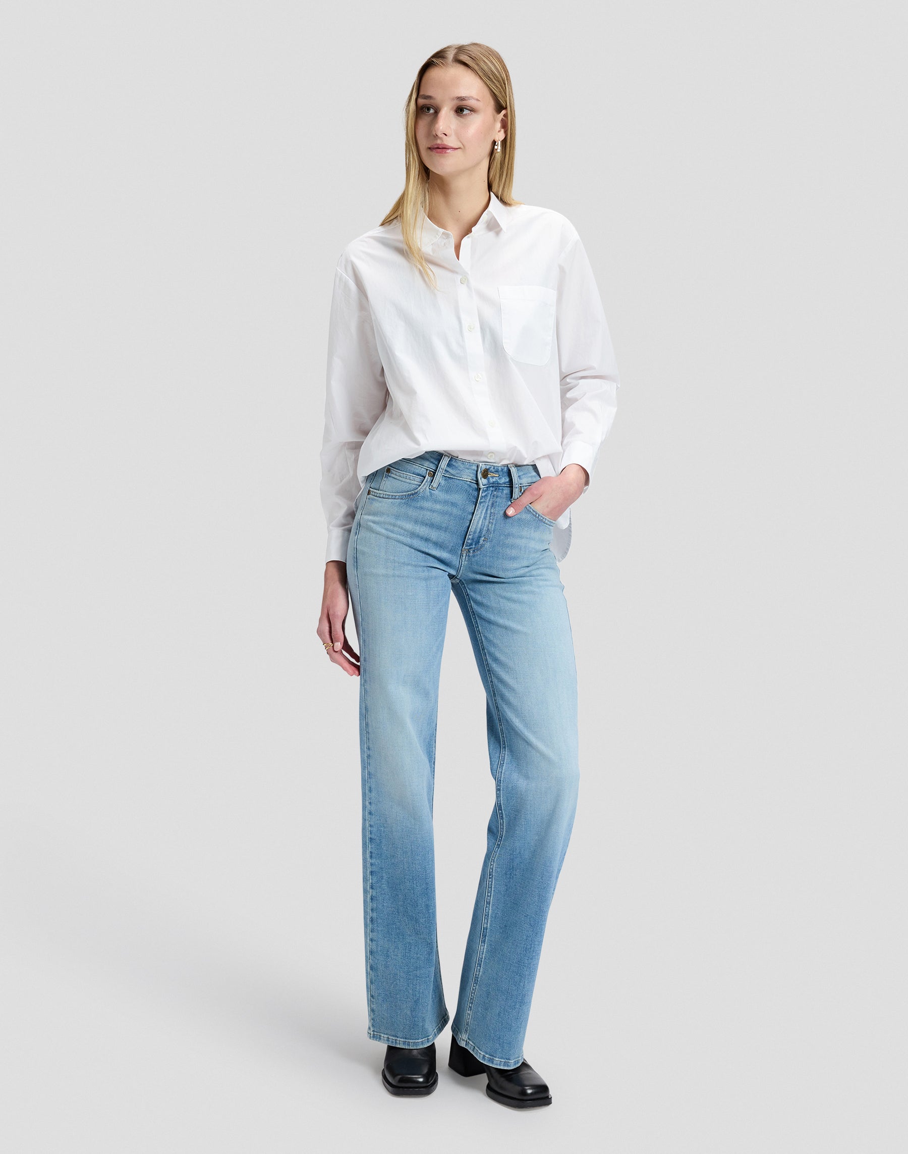 Hemd Boyfriends Pocket in Bright White Hemden Lee