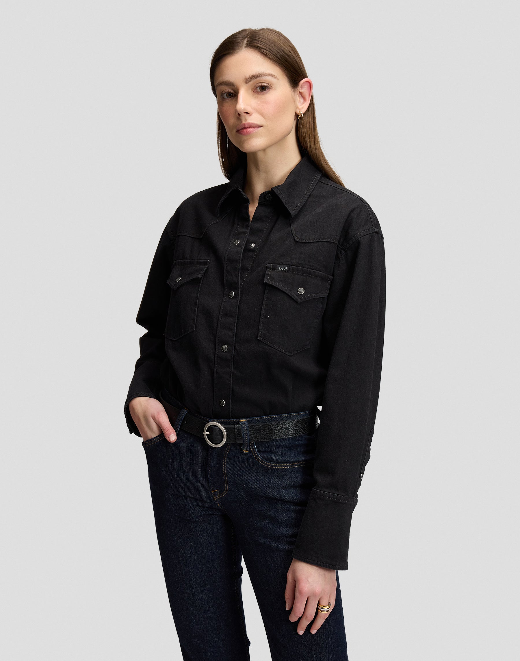 Hemd Essential Western in Dark Volume Hemden Lee